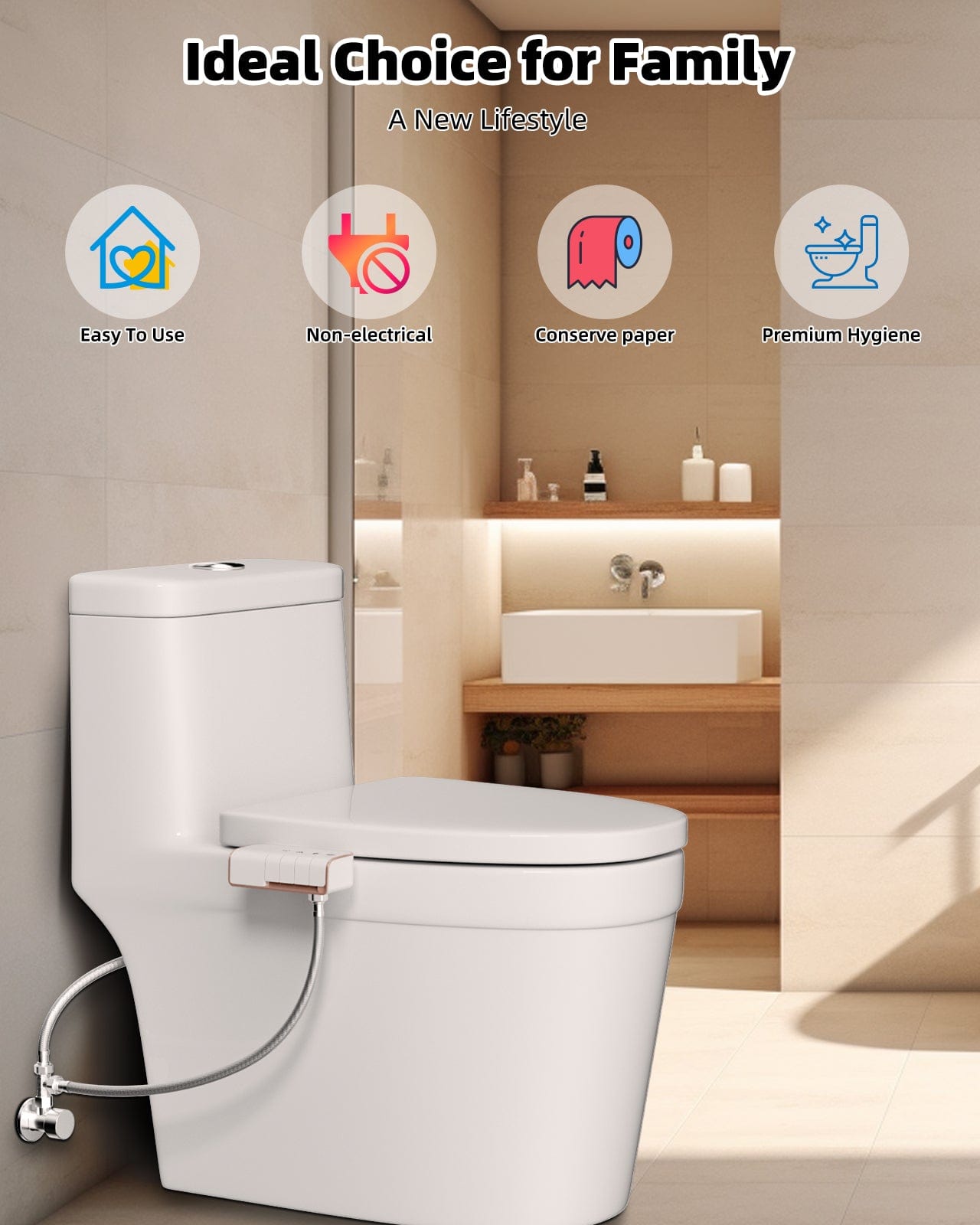 Hibbent Bidet Hibbent Bidet Attachment for Toilet, Non-Electric Dual Nozzle for Frontal & Rear Wash, Adjustable Water Pressure Control, Fresh Water Bidet Toilet Seat, Self Cleaning Water Sprayer, Rose Gold Hibbent Bidet Attachment for Toilet, Non-Electric Dual Nozzle for Frontal & Rear Wash, Adjustable Water Pressure Control, Fresh Water Bidet Toilet Seat, Self Cleaning Water Sprayer, Rose Gold