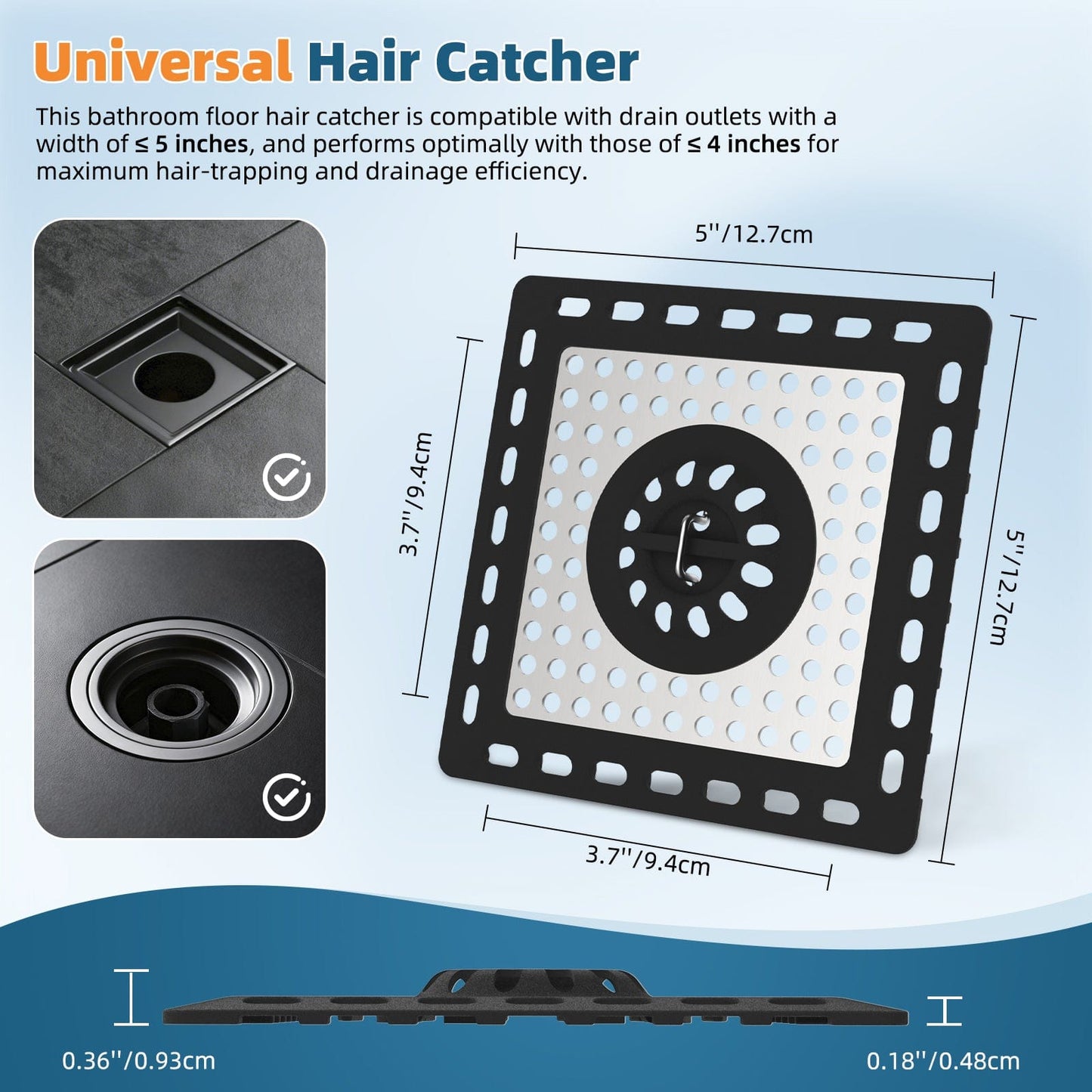 Hibbent Drains Hibbent Upgraded Shower Drain Hair Catcher, Shower Drain Cover for Bathroom Floor 4" Drain, Anti-Clogging Bathtub Drain Strainer, Stainless Steel Kitchen Sink Drain Strainer with Handle Hibbent Upgraded Shower Drain Hair Catcher, Shower Drain Cover for Bathroom Floor 4" Drain, Anti-Clogging Bathtub Drain Strainer, Stainless Steel Kitchen Sink Drain Strainer with Handle