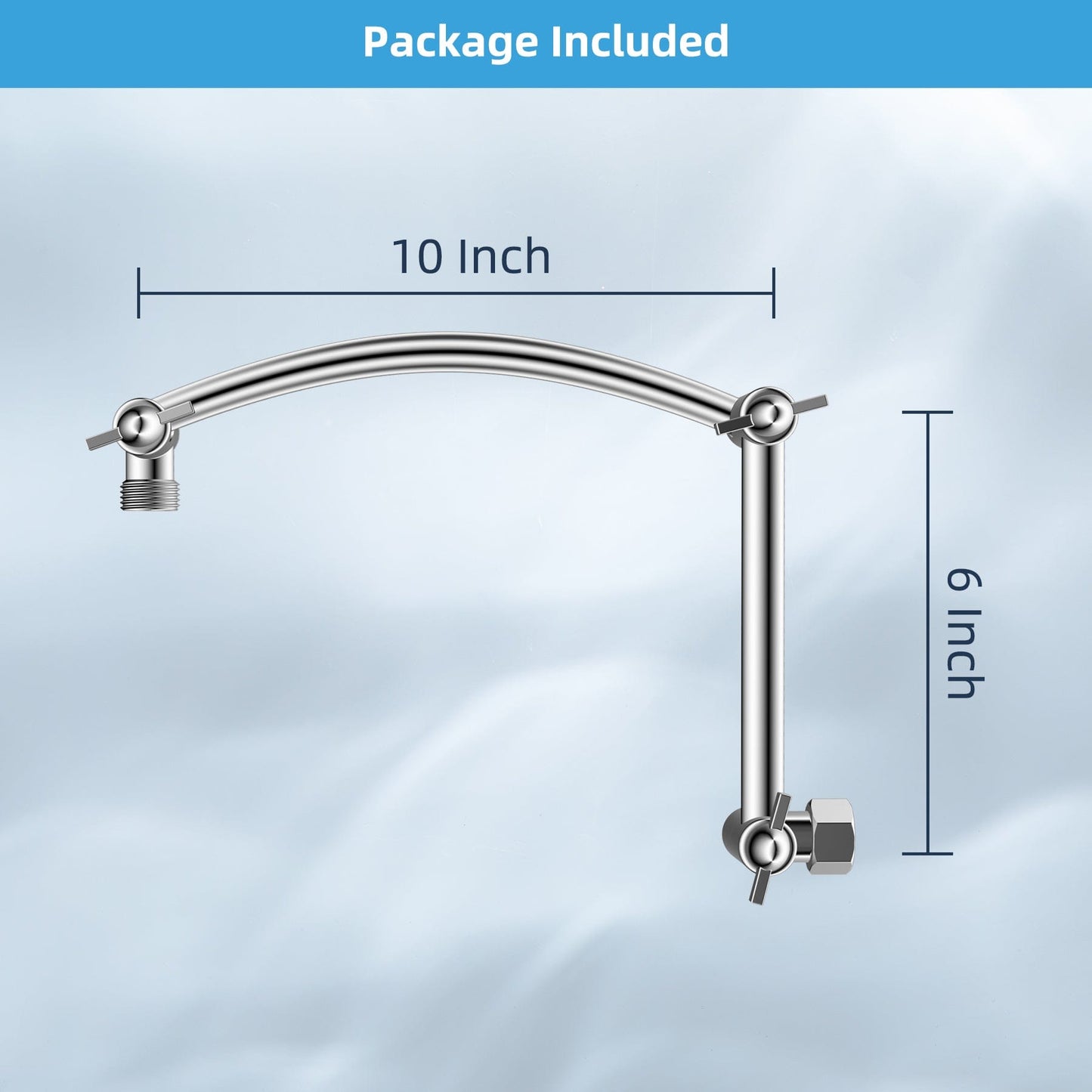 Hibbent Faucet Accessories Hibbent All Metal Rain Shower Head, 10'' High Pressure Rainfall Square Showerhead with 16" Shower Head Extension Arm, Solid Brass Adjustable Shower Arm Extender, Waterfall fixed Showerheads, Chrome