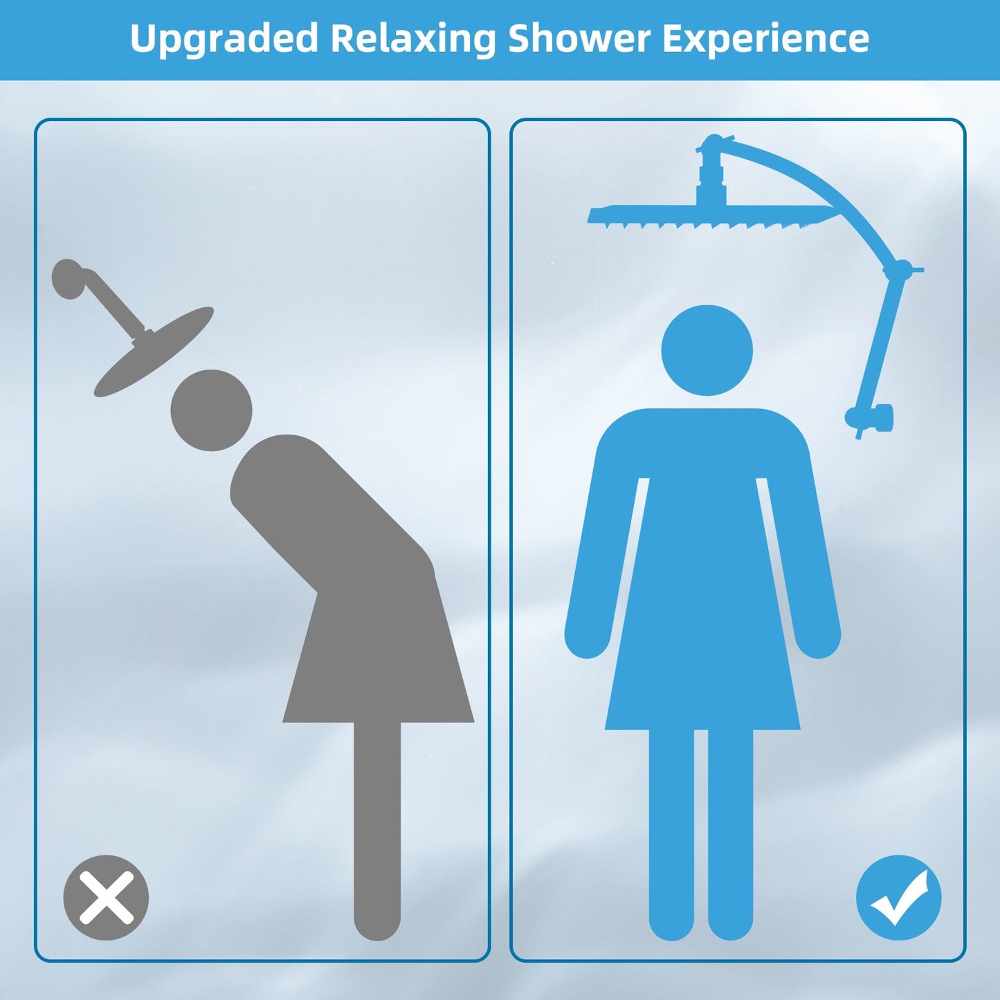 Hibbent Faucet Accessories Hibbent All Metal Rain Shower Head, 10'' High Pressure Rainfall Square Showerhead with 16" Shower Head Extension Arm, Solid Brass Adjustable Shower Arm Extender, Waterfall fixed Showerheads, Chrome