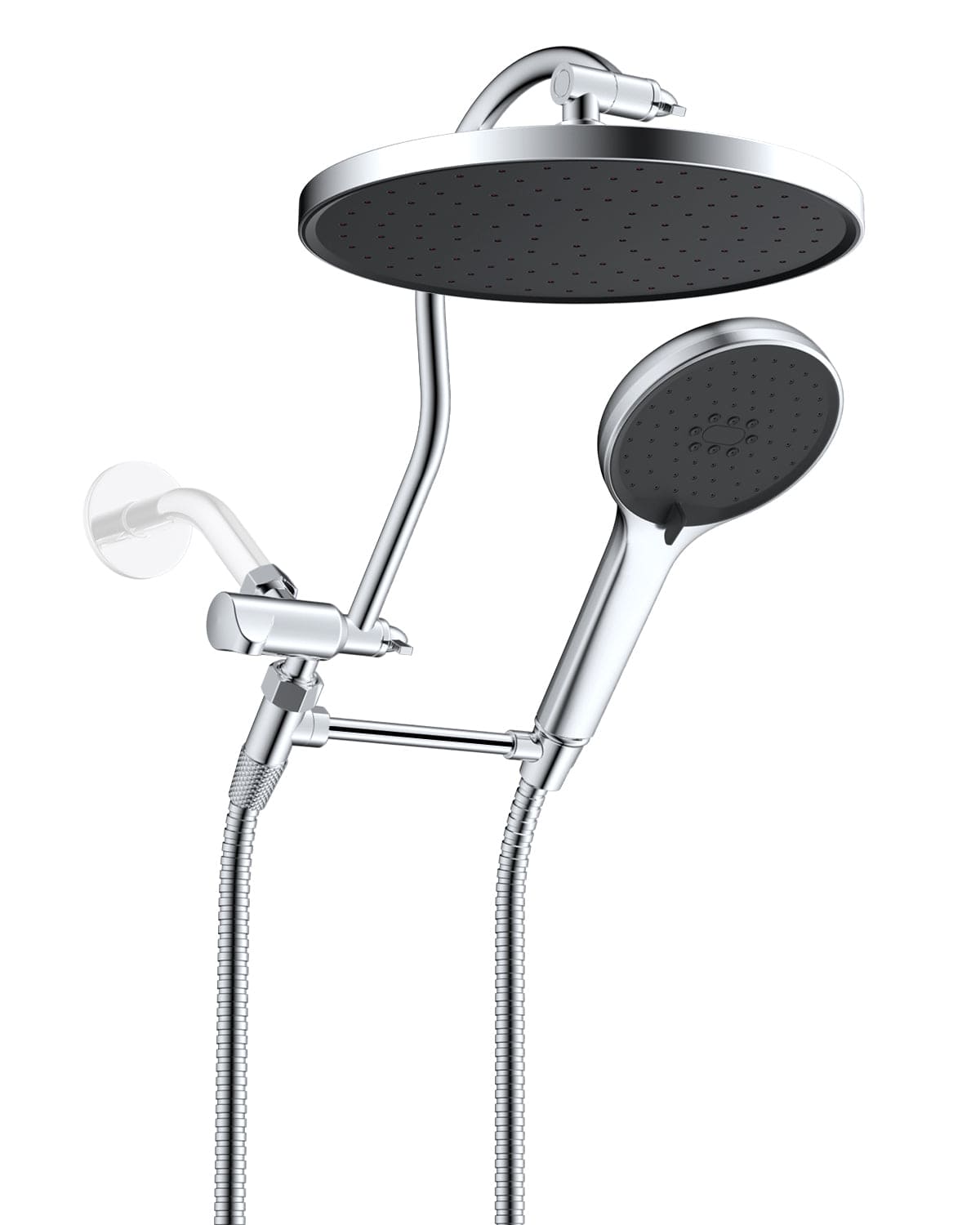 Shower Holder Hibbent 10" Rainfall Shower Head Combo With Handheld - Chrome Metal, 12" Extension Arm Shower Head Filter