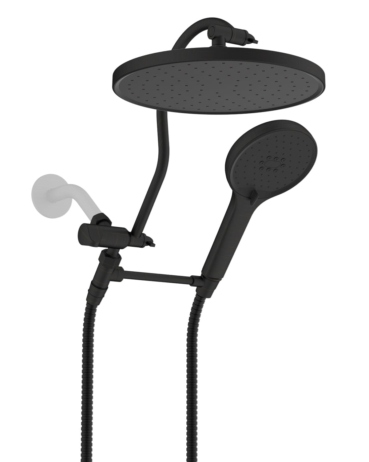 Hibbent Faucet Accessories Hibbent Self-cleaning Shower Head, 10'' High Pressure Rainfall Shower Head, Showerhead Combo/Handheld Shower Head, 12'' Adjustable Curved Shower Extension Arm, 71'' Hose, 2 Shower Head Holders