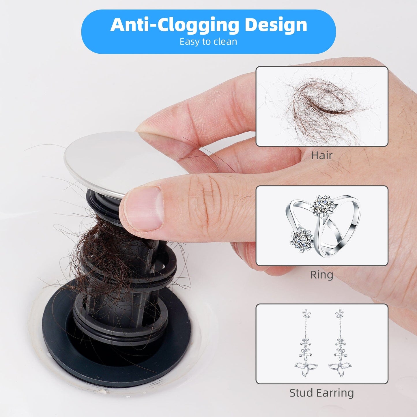 Hibbent Shop Drains Hibbent 10 Pack Universal Bathroom Sink Drain Stopper, Pop Up Drain Strainer with Overflow, Push and Seal Sink Plug with Basket for Lavatory Vanity Vessel, Anti-Clogging Strainer Hibbent 10 Pack Universal Bathroom Sink Drain Stopper, Pop Up Drain Strainer with Overflow, Push and Seal Sink Plug with Basket for Lavatory Vanity Vessel, Anti-Clogging Strainer