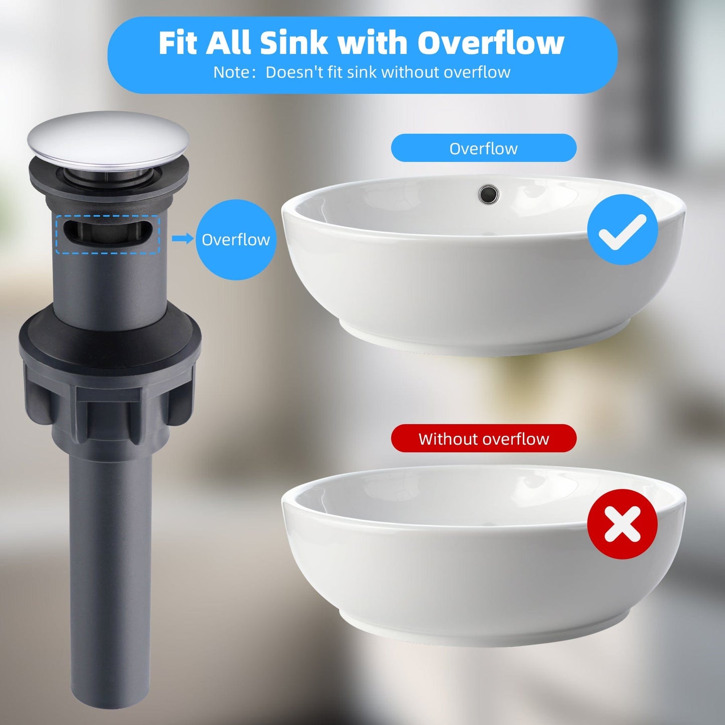 Hibbent Shop Drains Hibbent 10 Pack Universal Bathroom Sink Drain Stopper, Pop Up Drain Strainer with Overflow, Push and Seal Sink Plug with Basket for Lavatory Vanity Vessel, Anti-Clogging Strainer Hibbent 10 Pack Universal Bathroom Sink Drain Stopper, Pop Up Drain Strainer with Overflow, Push and Seal Sink Plug with Basket for Lavatory Vanity Vessel, Anti-Clogging Strainer