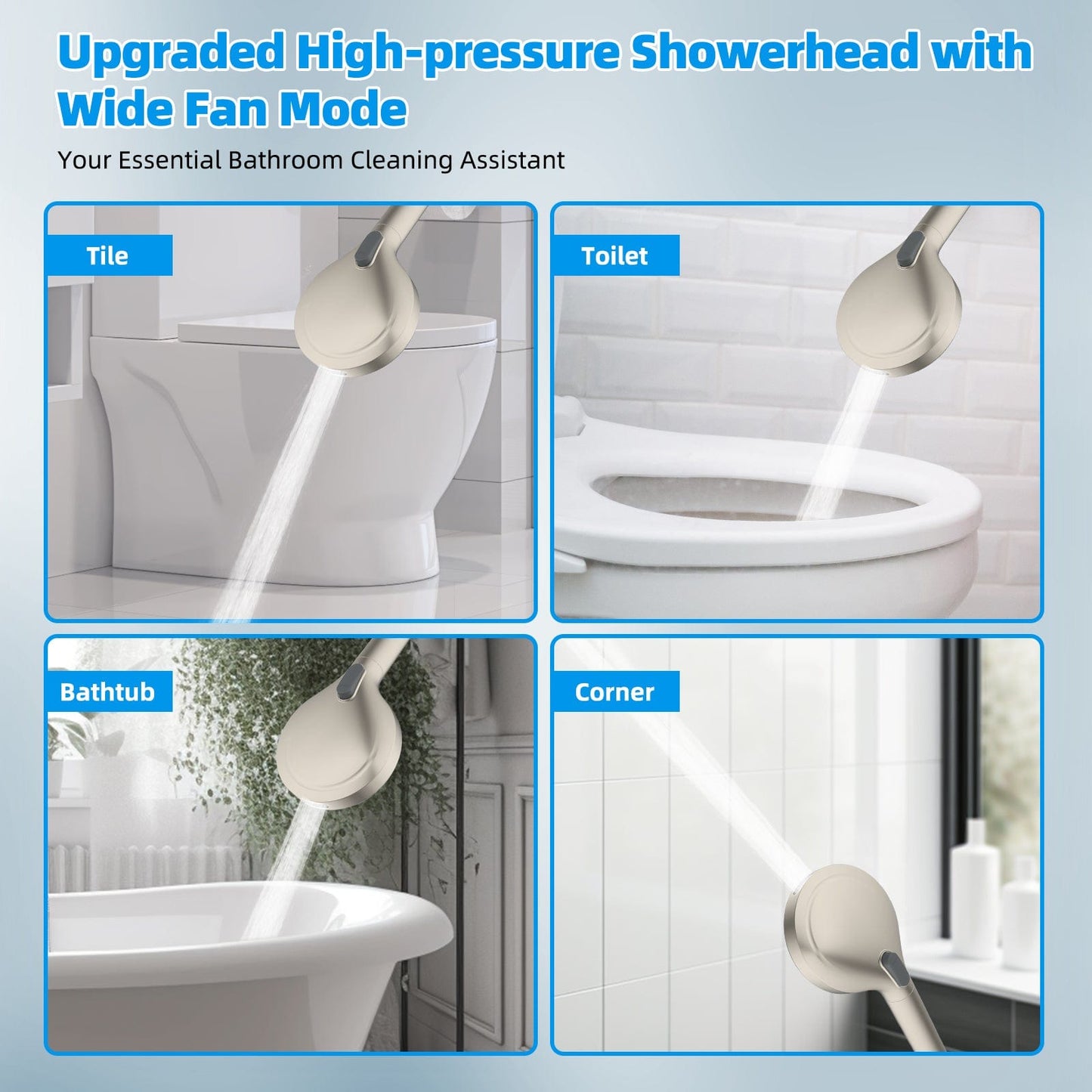 Hibbent Shop Shower Heads Hibbent 12'' All Metal Shower Head, High Pressure Rainfall Shower Head/Handheld Showerhead Combo/ 12'' Adjustable Curved Shower Extension Arm, 10-Spray, 71'' Adhesive Showerhead Holder, Brushed Nickel Hibbent 12'' All Metal Shower Head, High Pressure Rainfall Shower Head/Handheld Showerhead Combo/ 12'' Adjustable Curved Shower Extension Arm, 10-Spray, 71'' Adhesive Showerhead Holder, Brushed Nickel