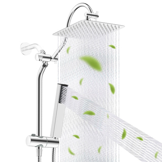 Hibbent Shop Shower Heads Hibbent All Metal High Pressure 10'' Rainfall Shower Head, Showerhead Combo with 4-mode Handheld Spray, 12'' Adjustable Extension Arm, Extension Bar, Easy Reach Holder, 71'' Hose Hibbent All Metal High Pressure 10'' Rainfall Shower Head, Showerhead Combo with 4-mode Handheld Spray, 12'' Adjustable Extension Arm, Extension Bar, Easy Reach Holder, 71'' Hose