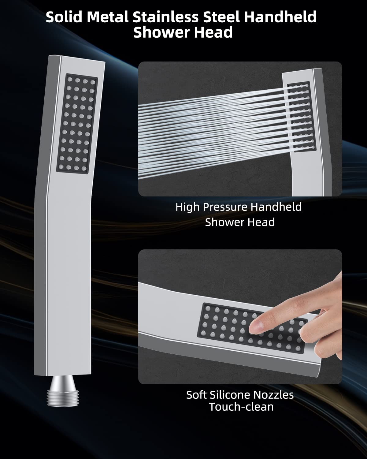 Hibbent Shop Shower Heads Hibbent All Metal Rain Shower Head Combo & Handheld Shower Wand Adjustable Arc-shaped Extension Arm
