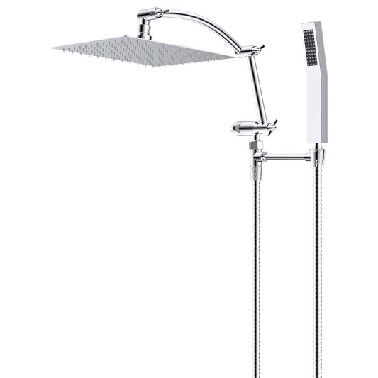 Hibbent Shop Shower Heads Hibbent All Metal Rain Shower Head Combo & Handheld Shower Wand Adjustable Arc-shaped Extension Arm