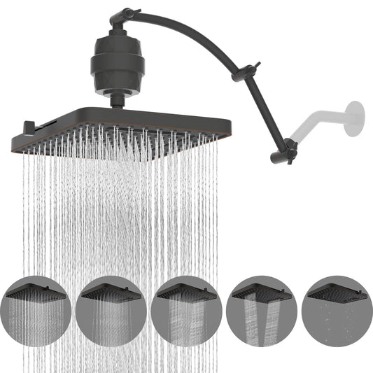 Hibbent Shop Shower Heads Hibbent Rain Filtered Shower Head, 13'' High Pressure Rainfall 5 Modes Showerhead with 16" Shower Head Extension Arm, Brass Adjustable Shower Arm Extender, 20 Stage Shower Filter Hibbent Rain Filtered Shower Head, 13'' High Pressure Rainfall 5 Modes Showerhead with 16" Shower Head Extension Arm, Brass Adjustable Shower Arm Extender, 20 Stage Shower Filter