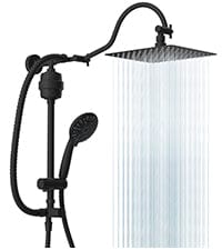 Hibbent Shower Heads Hibbent All Metal 10'' Filtered Rainfall Shower Head Combo for Easy Reach, High Pressure Shower Head System, Handheld Showerhead, Adjustable Holder, 18'' Extension Arm, Shower Filter, 7-spray