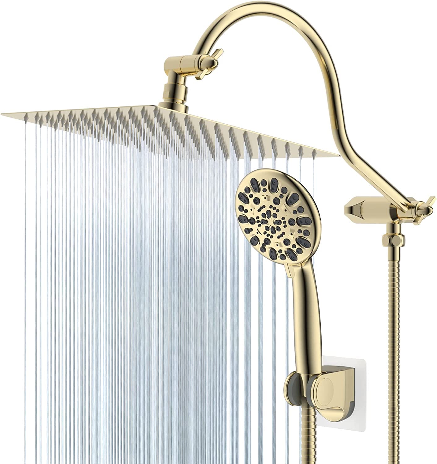 Hibbent Shower Heads Hibbent Rain Shower Head & High Pressure Hand Held Shower Head with Hose