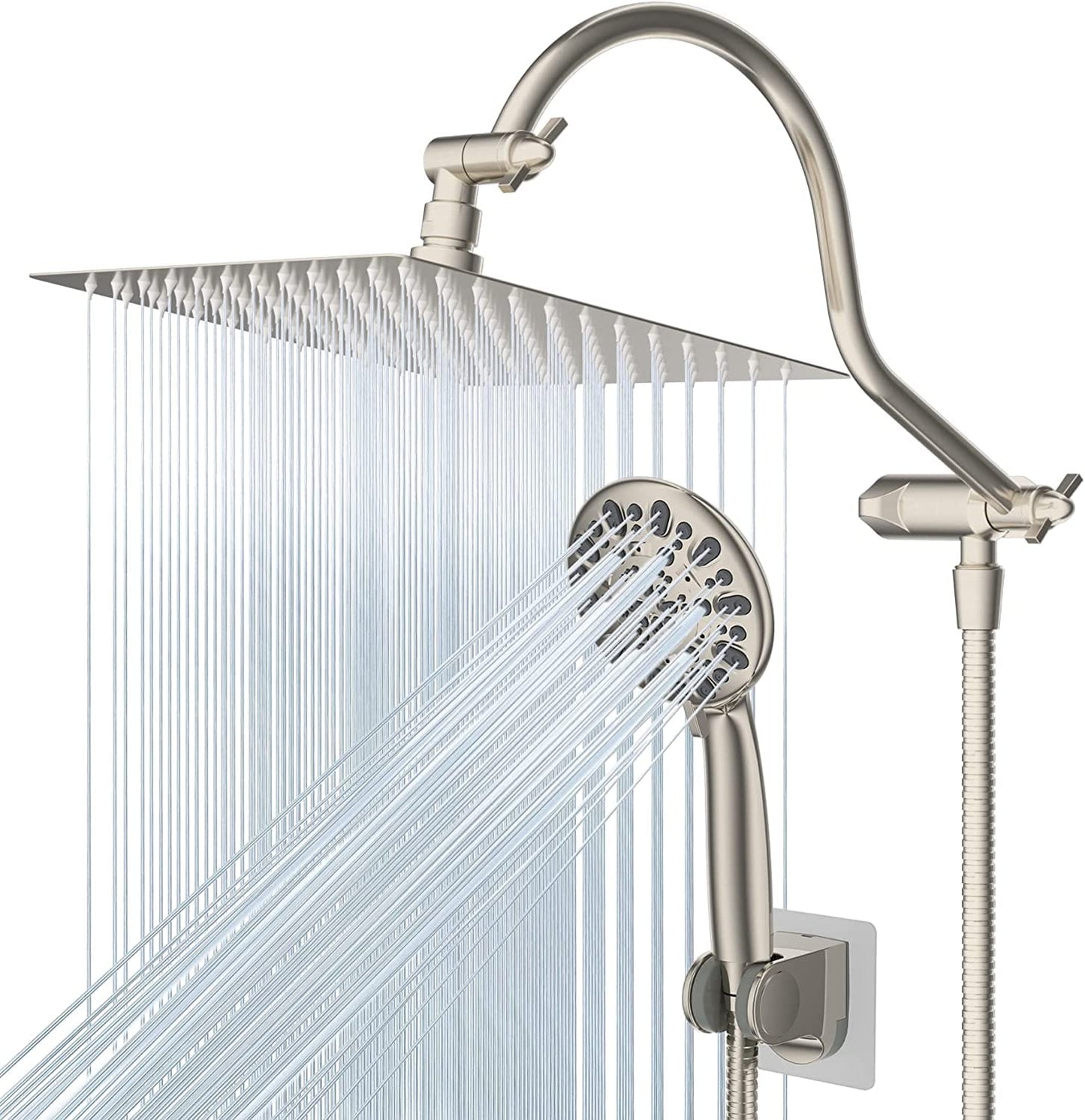 Hibbent Shower Heads Hibbent Rain Shower Head & High Pressure Hand Held Shower Head with Hose