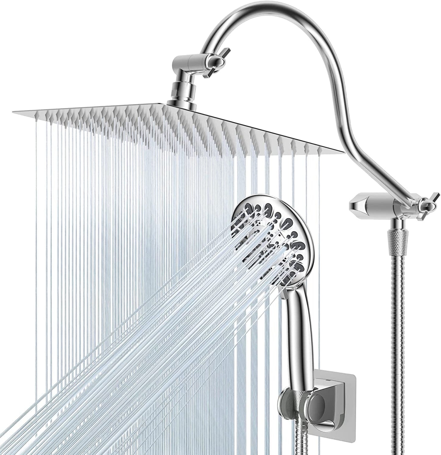 Hibbent Shower Heads Hibbent Rain Shower Head & High Pressure Hand Held Shower Head with Hose