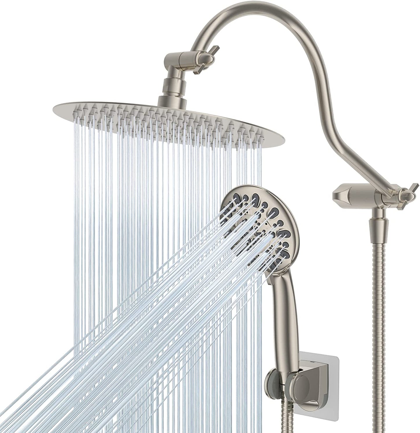 Hibbent Shower Heads Hibbent Rain Shower Head & High Pressure Hand Held Shower Head with Hose