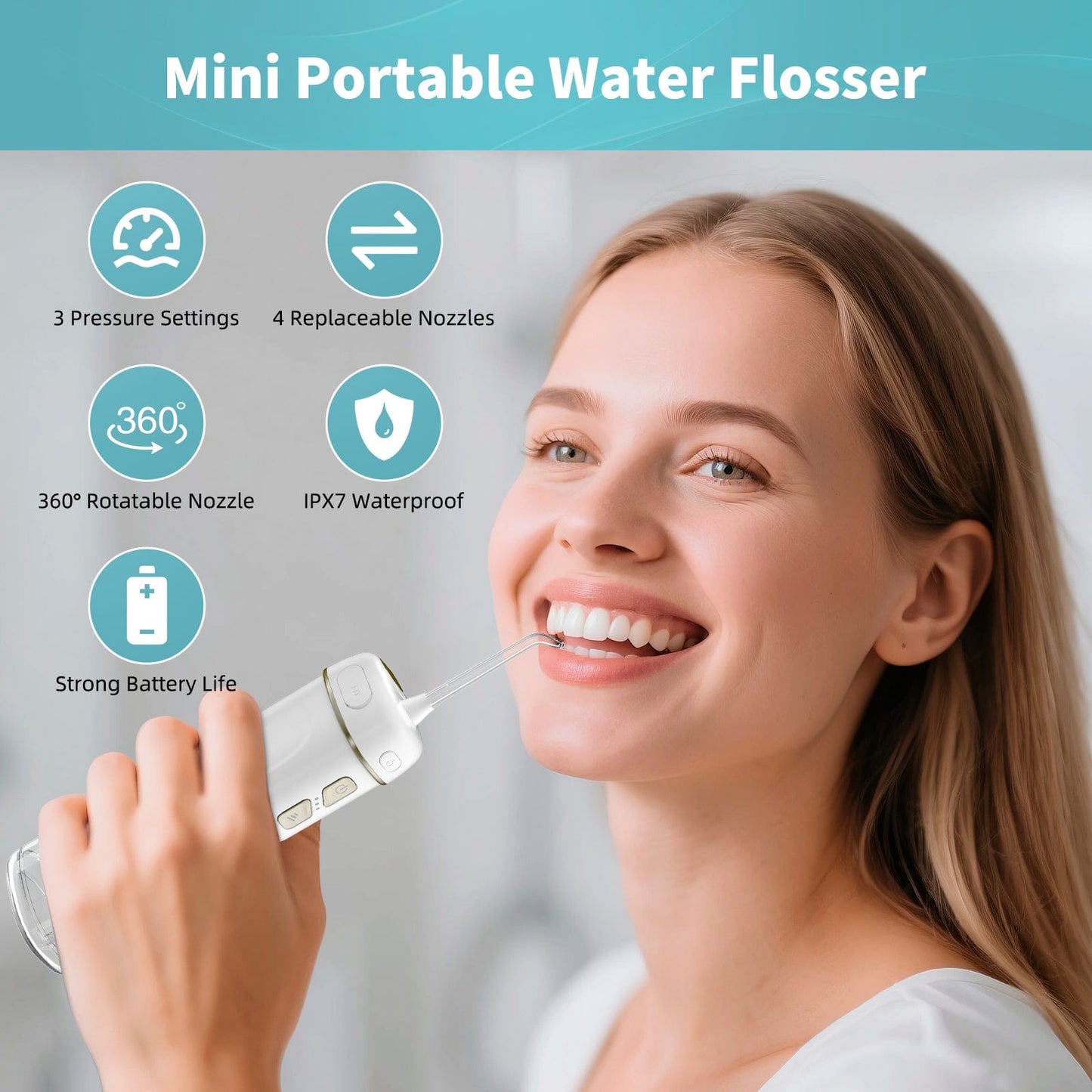 Hibbent Shower Parts Hibbent Portable Cordless Water Flosser, Mini Oral Irrigator with 3 Modes & 4 Jet Tips, IPX7 Waterproof Rechargeable Travel Electric Dental Flosser for Braces Care, Sensitive Teeth, Orthodontic Hibbent Portable Cordless Water Flosser, Mini Oral Irrigator with 3 Modes & 4 Jet Tips, IPX7 Waterproof Rechargeable Travel Electric Dental Flosser for Braces Care, Sensitive Teeth, Orthodontic