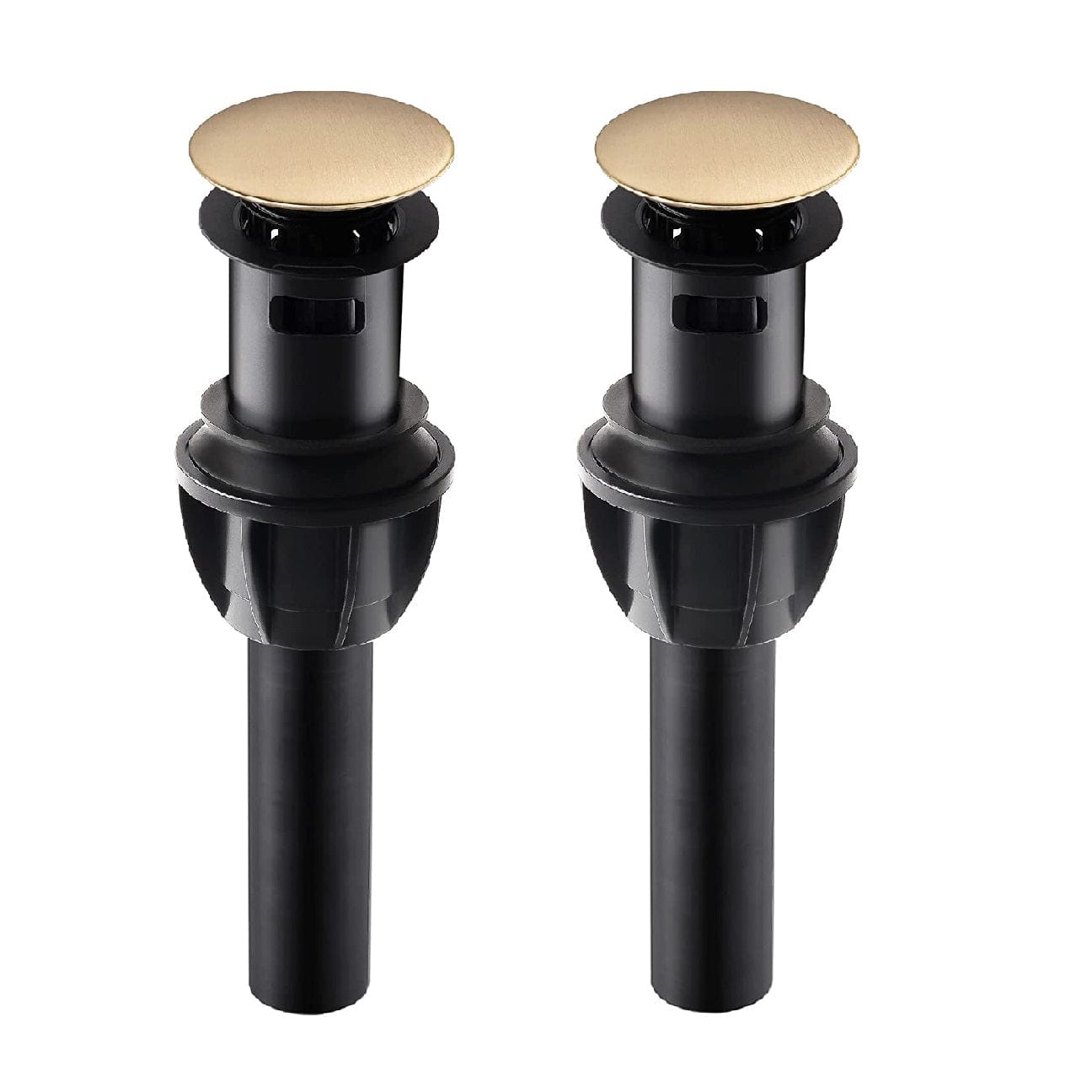 Hibbent 排水装置 2 Pack Push and Seal Pop Up Drain Stopper with Overflow for Bathroom Sink Faucet Vessel Vanity