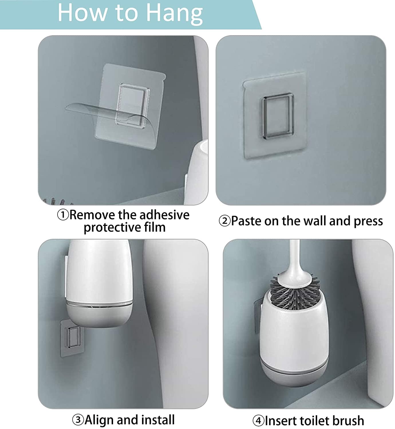 Hibbent 马桶刷/马桶刷架 Hibbent Silicone Toilet Brush with Ventilated Drying Holder Floor Standing & Wall Mounted Without Drilling