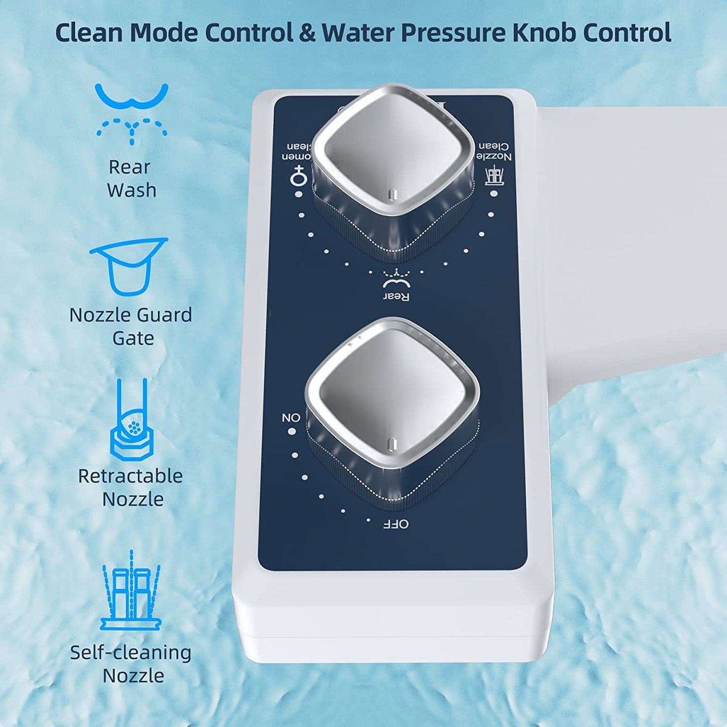 Hibbent Bidets Hibbent Attachable Bidet Non-Electric Bidet with Self-cleaning Dual Nozzle Cold Water - 2703