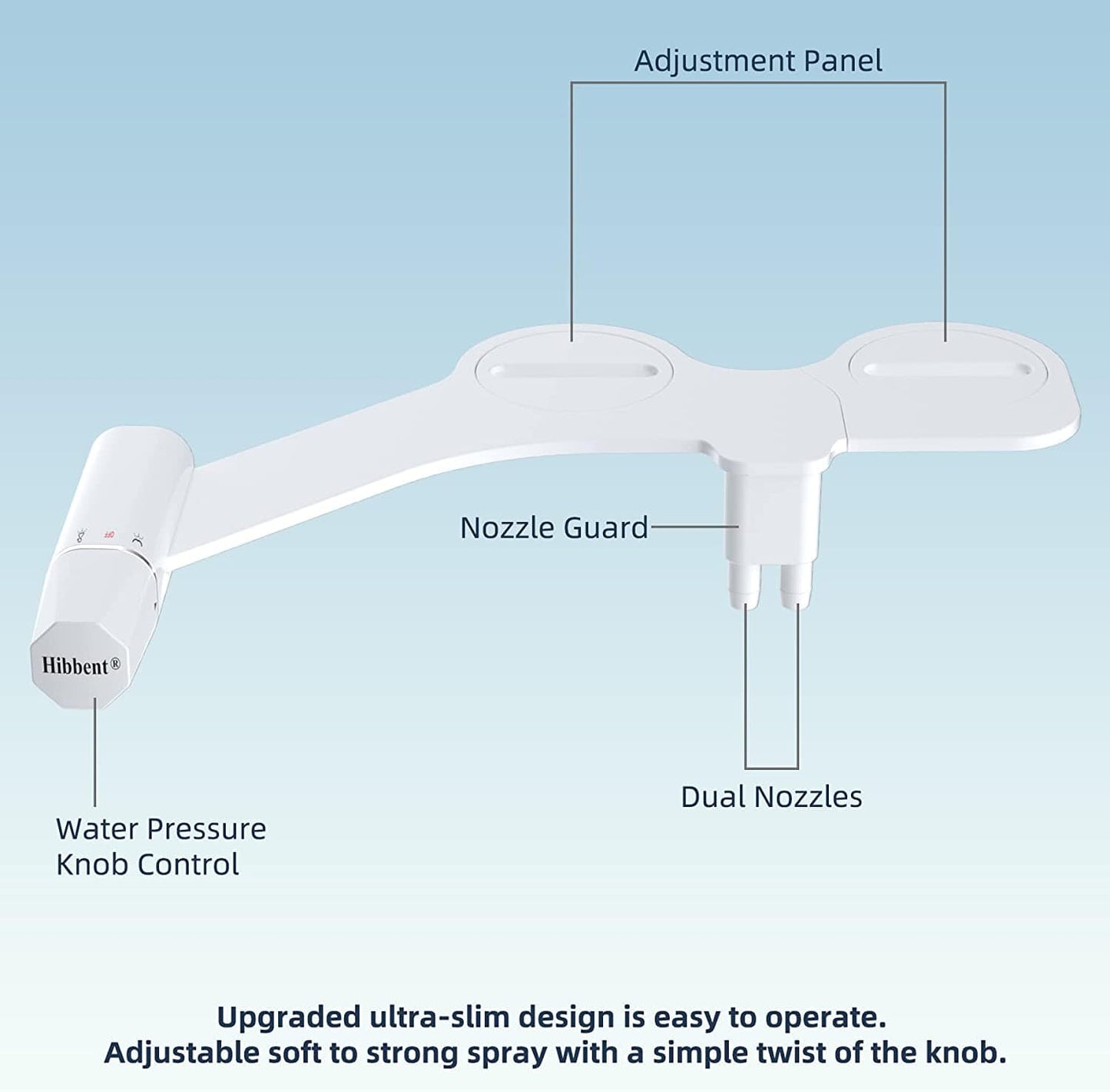 Hibbent Shop Bidets Hibbent Attachable Bidet Attachment Non-electric Dual Nozzle Adjustable Water Pressure -EB080