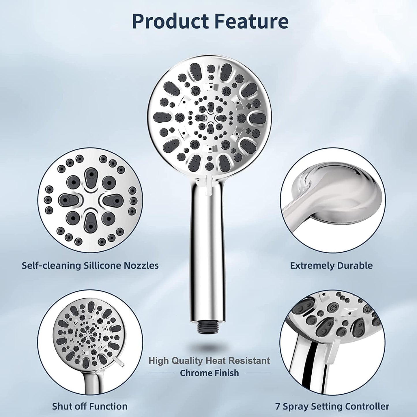 Hibbent Shop Shower Heads Hibbent Metal Thickness Rain Shower Head Combo with High-Pressure Handheld Showerhead