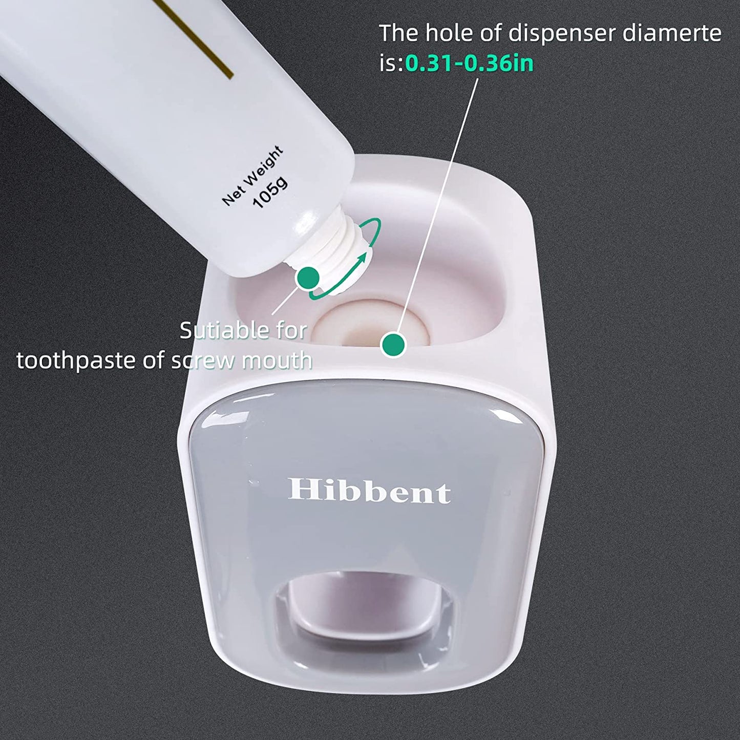 Hibbent Shop Toothpaste Dispenser Hibbent Toothpaste Dispenser Wall Mounted Automatic Toothpaste Squeezer - Grey
