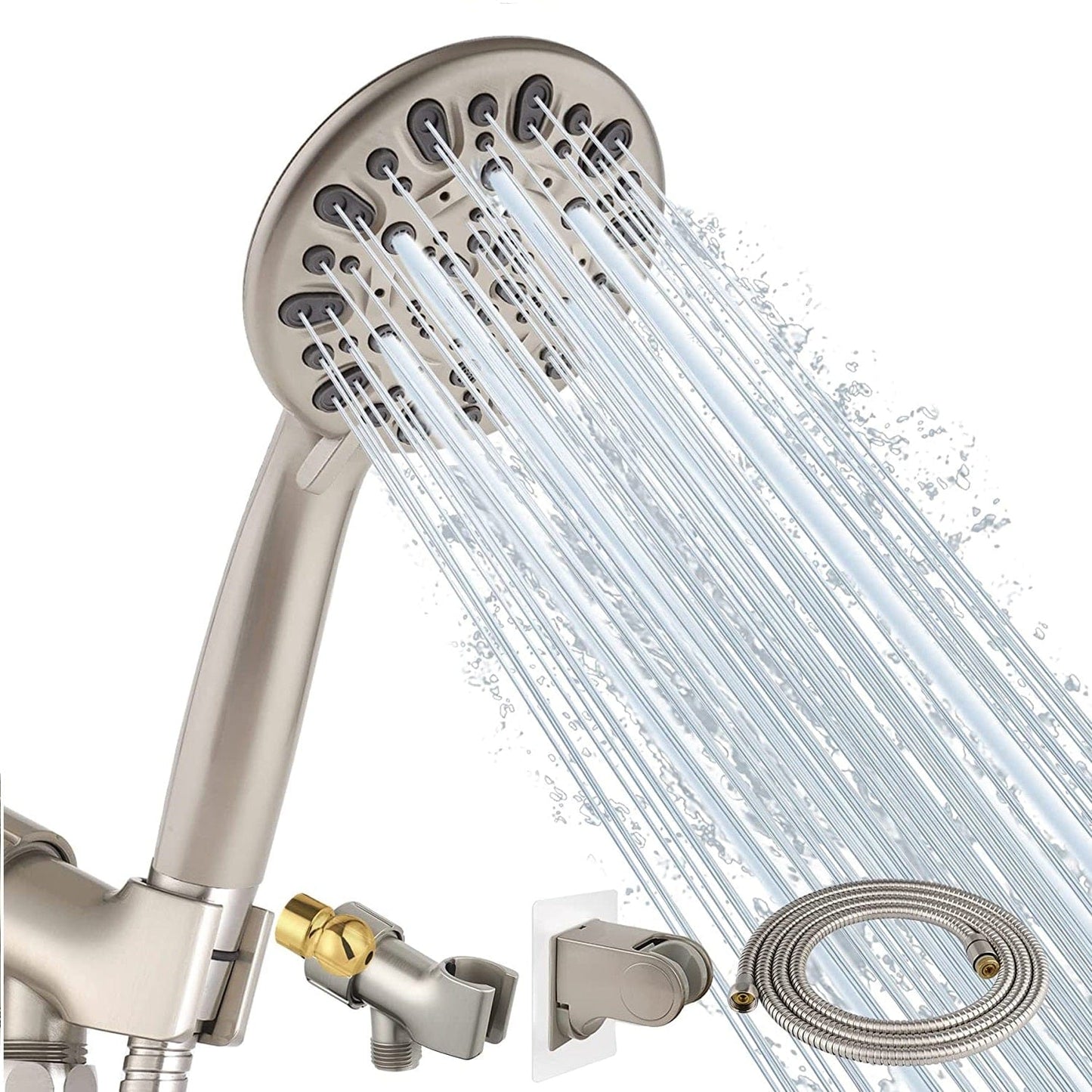 Hibbent Shower Head Hibbent Hand held Shower Head Set 7-Spray High Pressure Shower Head with Hose
