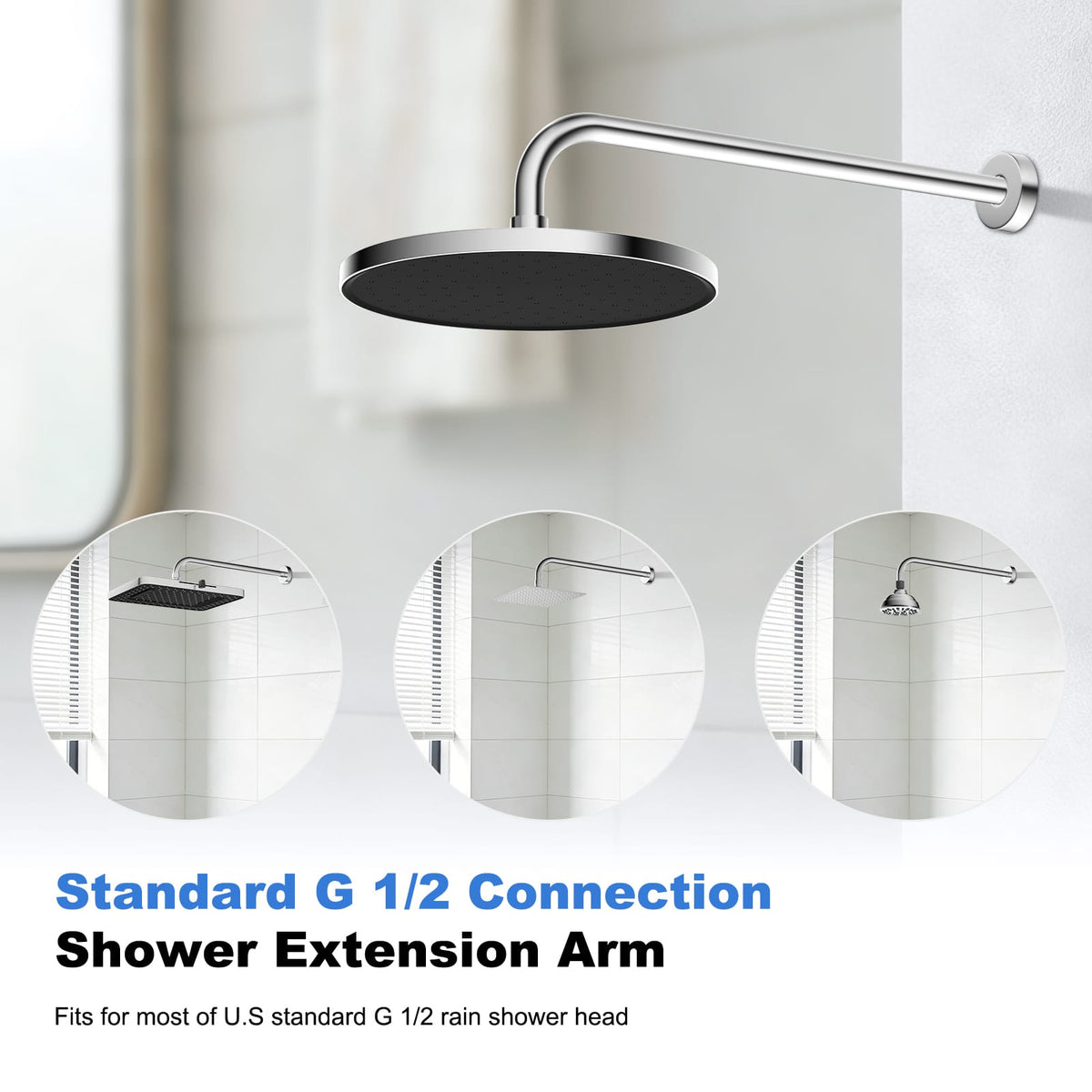 Hibbent Shop Shower Parts Hibbent 16 Inch All Metal Shower Extension Arm, Extra Long Extender with Flange, Stainless Steel Rainfall Shower Arm Water Outlet, Wall Mounted Shower Head Extender, Chrome Hibbent 16 Inch All Metal Shower Extension Arm, Extra Long Extender with Flange, Stainless Steel Rainfall Shower Arm Water Outlet, Wall Mounted Shower Head Extender, Chrome