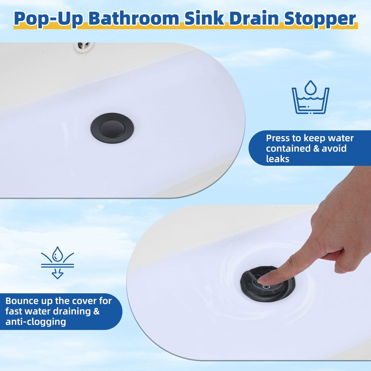 Hibbent Shop Drains Hibbent 2 Pack Bathroom Sink Drain & Stopper Fit with or Without Overflow Universal Metal Drain Stopper with Detachable Stainless Steel Strainer Basket for Lavatory Vanity Vessel Sink Hibbent 2 Pack Bathroom Sink Drain & Stopper Fit with or Without Overflow Universal Metal Drain Stopper with Detachable Stainless Steel Strainer Basket for Lavatory Vanity Vessel Sink