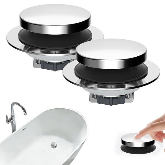 Hibbent Drains Hibbent 2 Pack 3 in 1 Metal Bathtub Drain Stopper, Universal Pop Up Tub Stopper with Removable Filter Basket, Anti-Clogging Bathtub Hair Catcher for 1.5''~2.4'' Drain, Brass Bullet Core, Chrome Hibbent 2 Pack 3 in 1 Metal Bathtub Drain Stopper, Universal Pop Up Tub Stopper with Removable Filter Basket, Anti-Clogging Bathtub Hair Catcher for 1.5''~2.4'' Drain, Brass Bullet Core, Chrome