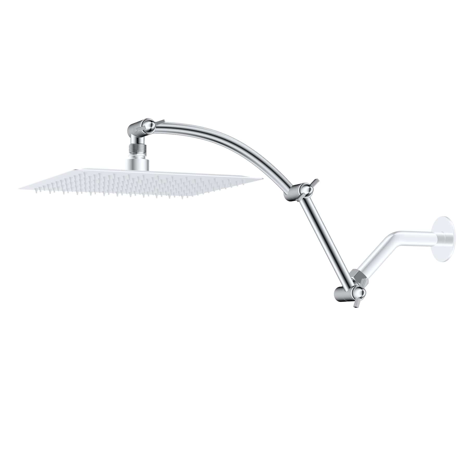 Hibbent Drains Hibbent All Metal 16'' Shower Head Extension Arm Solid Brass Flexible Height & Angle Adjustable Shower Arm Extender with Lock Joint, Universal Connection Stainless Steel Pipe Height Extending, Chrome