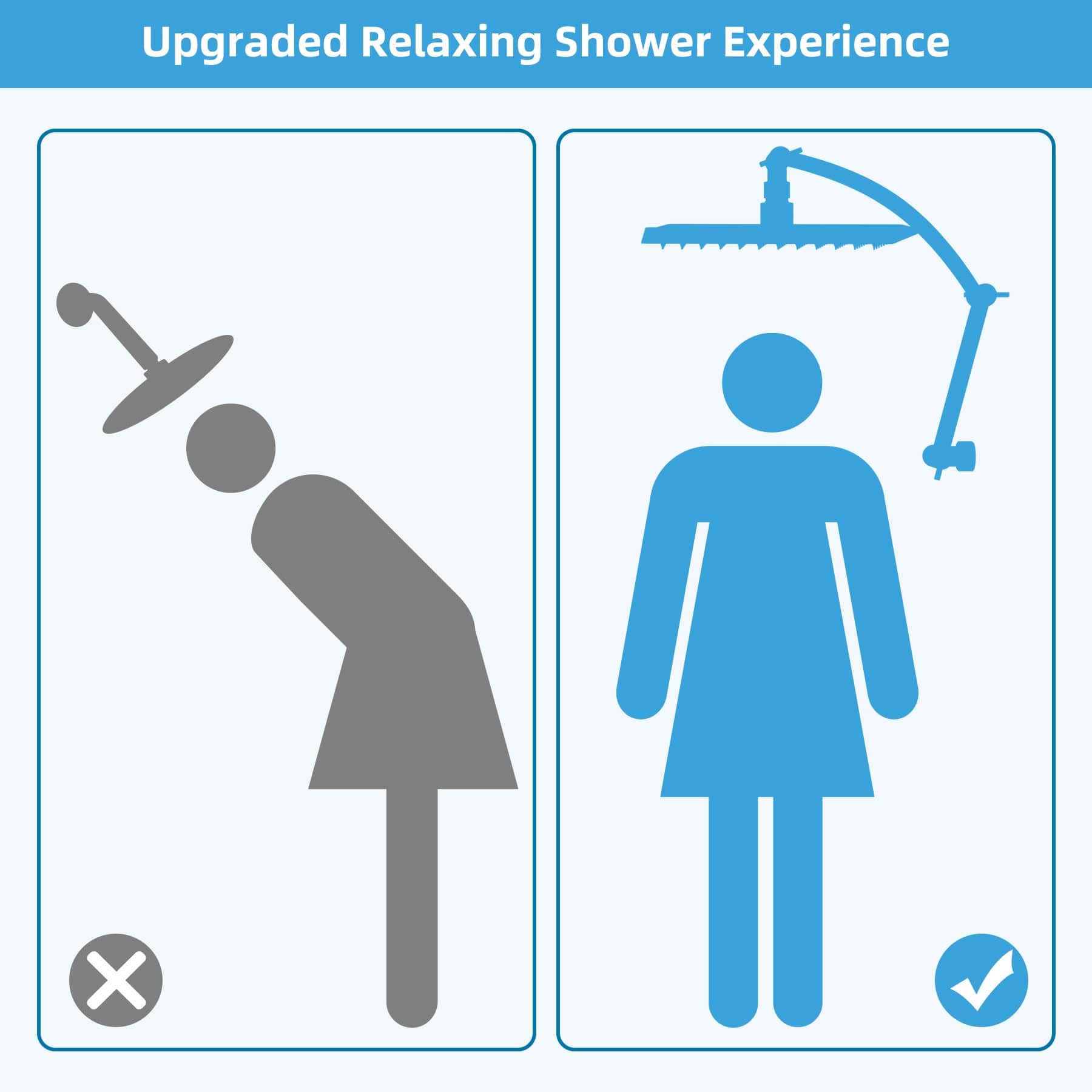 Hibbent Drains Hibbent All Metal 16'' Shower Head Extension Arm Solid Brass Flexible Height & Angle Adjustable Shower Arm Extender with Lock Joint, Universal Connection Stainless Steel Pipe Height Extending, Chrome