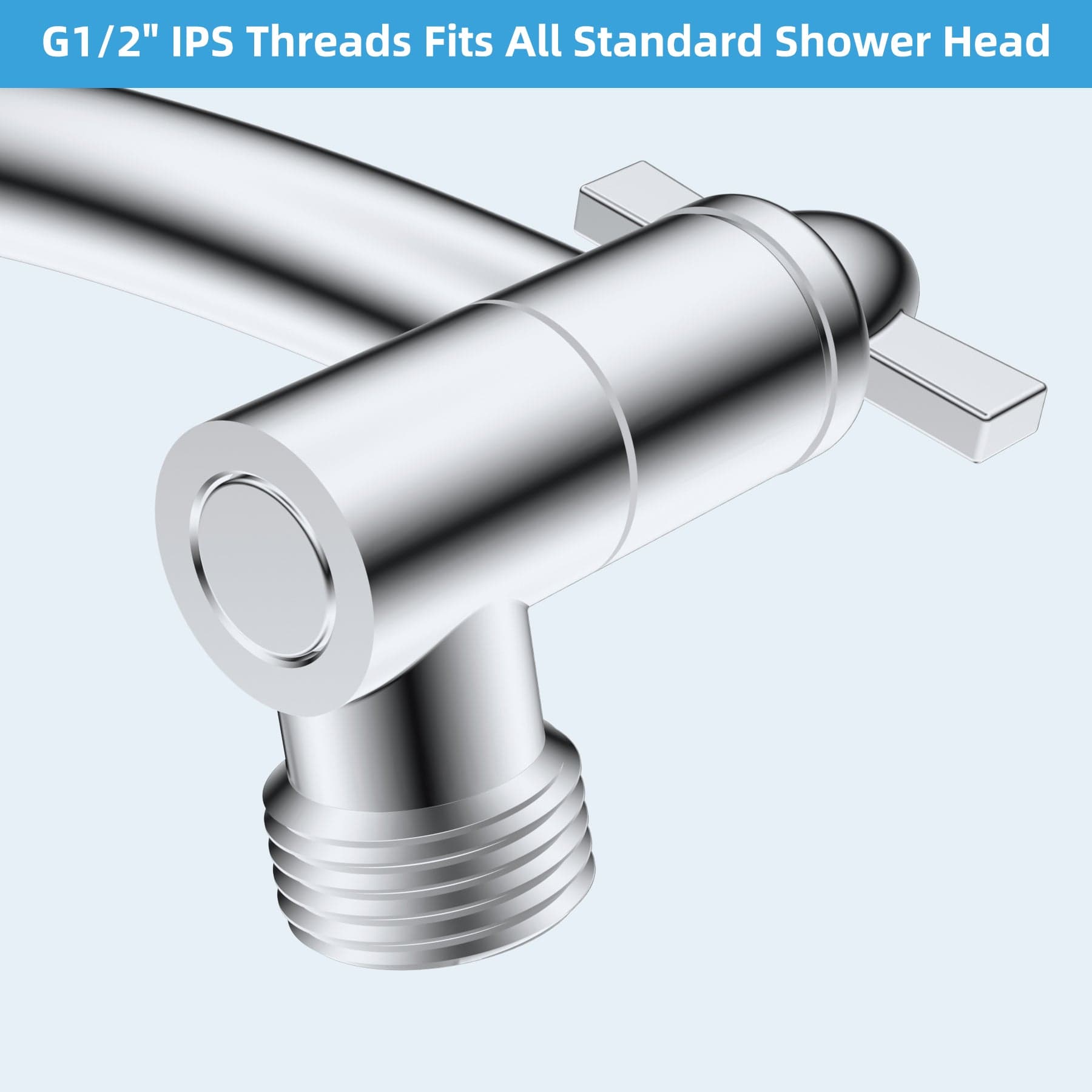 Hibbent Drains Hibbent All Metal 16'' Shower Head Extension Arm Solid Brass Flexible Height & Angle Adjustable Shower Arm Extender with Lock Joint, Universal Connection Stainless Steel Pipe Height Extending, Chrome