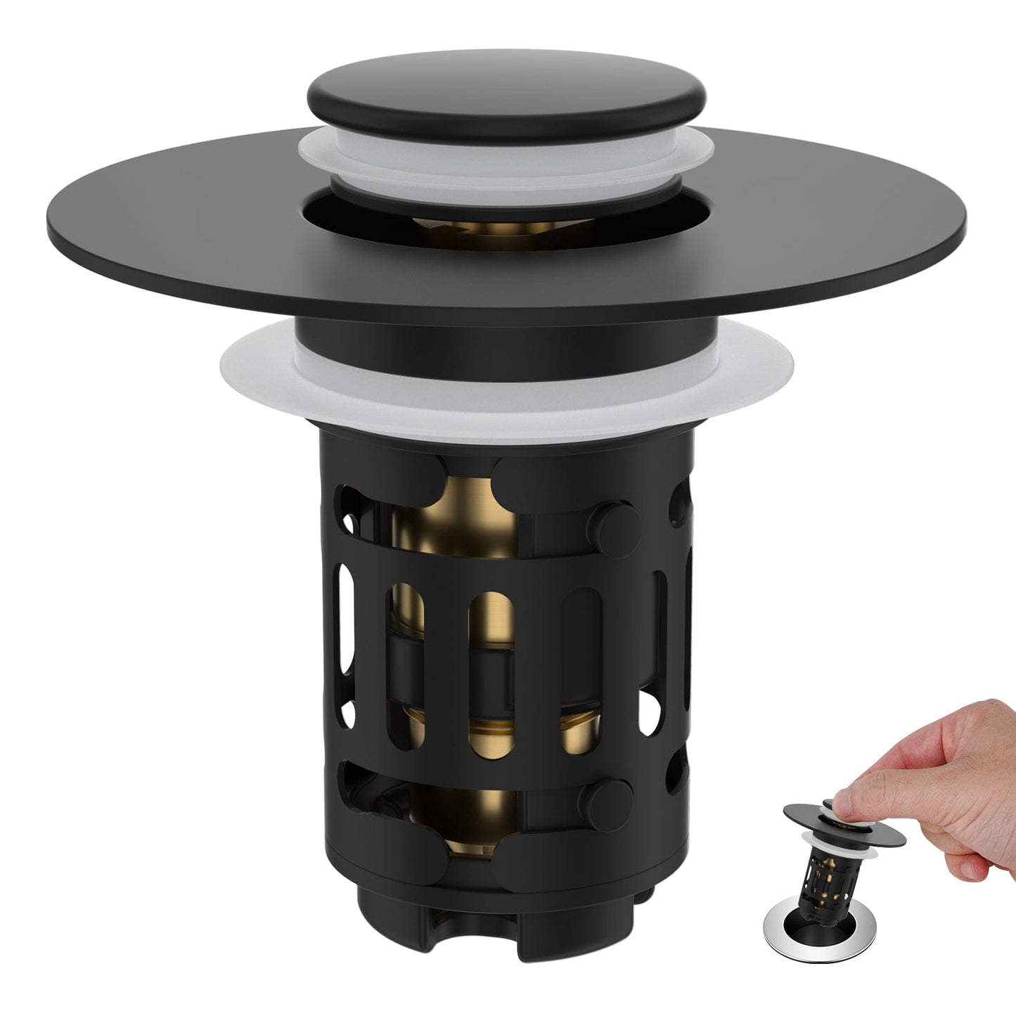 Hibbent Drains Hibbent Universal Bathroom Sink Drain Strainer, Upgraded 3 in 1 Pop Up Stopper, Removable Stainless Steel Filter Basket, Brass Bullet Core, Hair Catcher Sink Plug for 1.1''~2.36'' Hole Hibbent Universal Bathroom Sink Drain Strainer, Upgraded 3 in 1 Pop Up Stopper, Removable Stainless Steel Filter Basket, Brass Bullet Core, Hair Catcher Sink Plug for 1.1''~2.36'' Hole