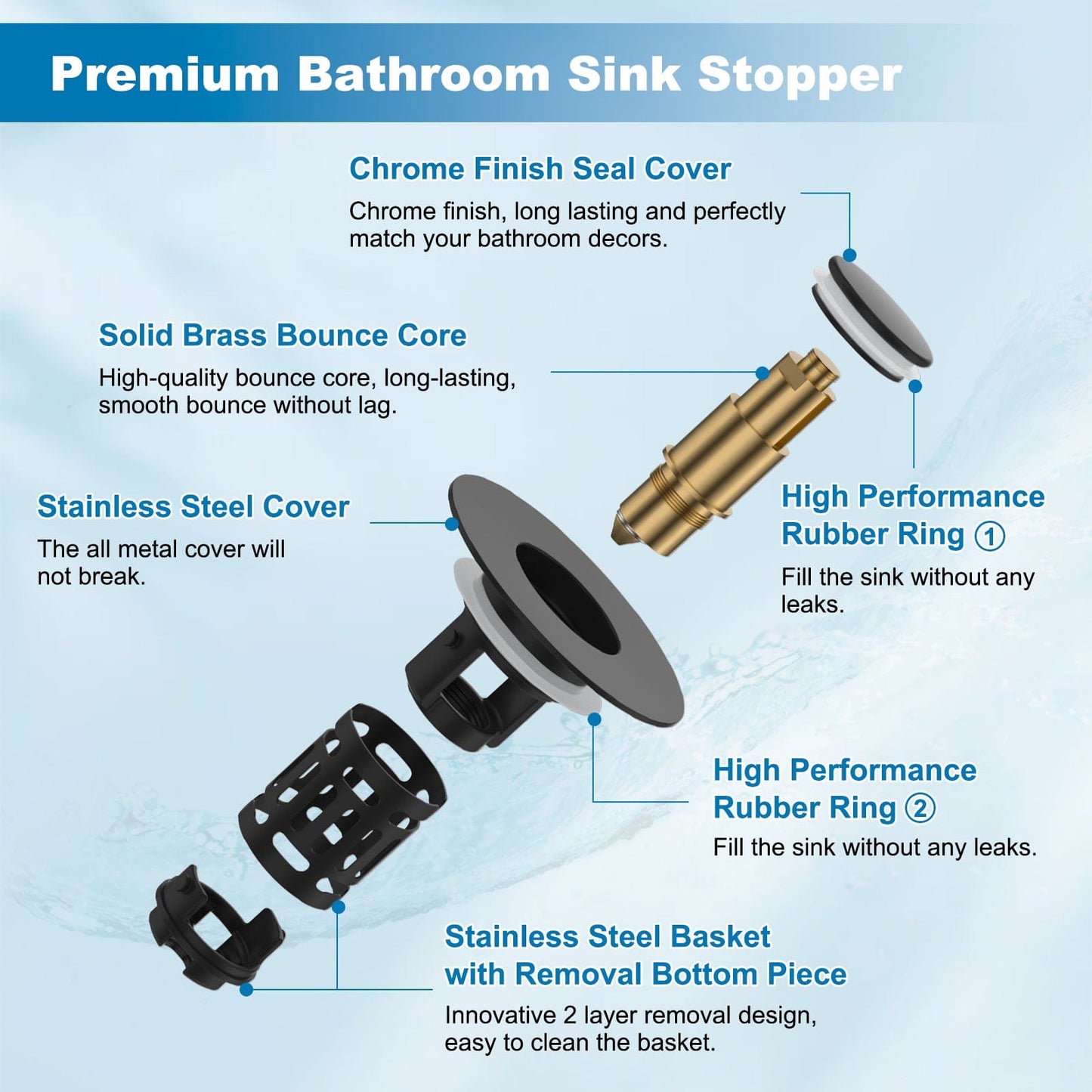 Hibbent Drains Hibbent Universal Bathroom Sink Drain Strainer, Upgraded 3 in 1 Pop Up Stopper, Removable Stainless Steel Filter Basket, Brass Bullet Core, Hair Catcher Sink Plug for 1.1''~2.36'' Hole Hibbent Universal Bathroom Sink Drain Strainer, Upgraded 3 in 1 Pop Up Stopper, Removable Stainless Steel Filter Basket, Brass Bullet Core, Hair Catcher Sink Plug for 1.1''~2.36'' Hole