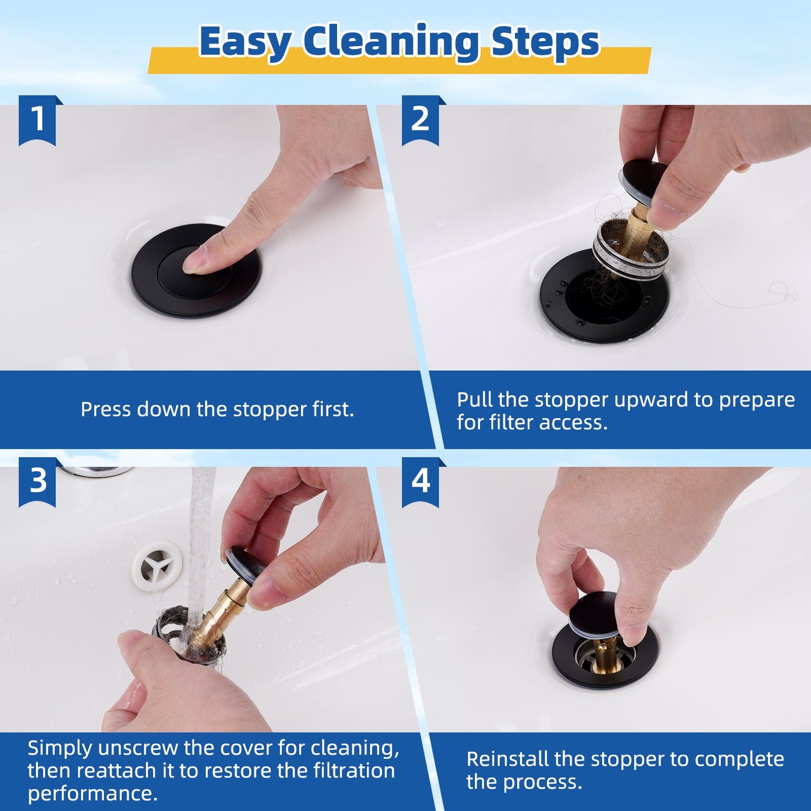 Hibbent Drains Hibbent Universal Metal Bathroom Sink Drain Stopper, Pop Up Drain Strainer for Lavatory Vanity Vessel Sink with Overflow and Without Overflow, Anti-Clogging Stainless Steel Strainer Basket Hibbent Universal Metal Bathroom Sink Drain Stopper, Pop Up Drain Strainer for Lavatory Vanity Vessel Sink with Overflow and Without Overflow, Anti-Clogging Stainless Steel Strainer Basket