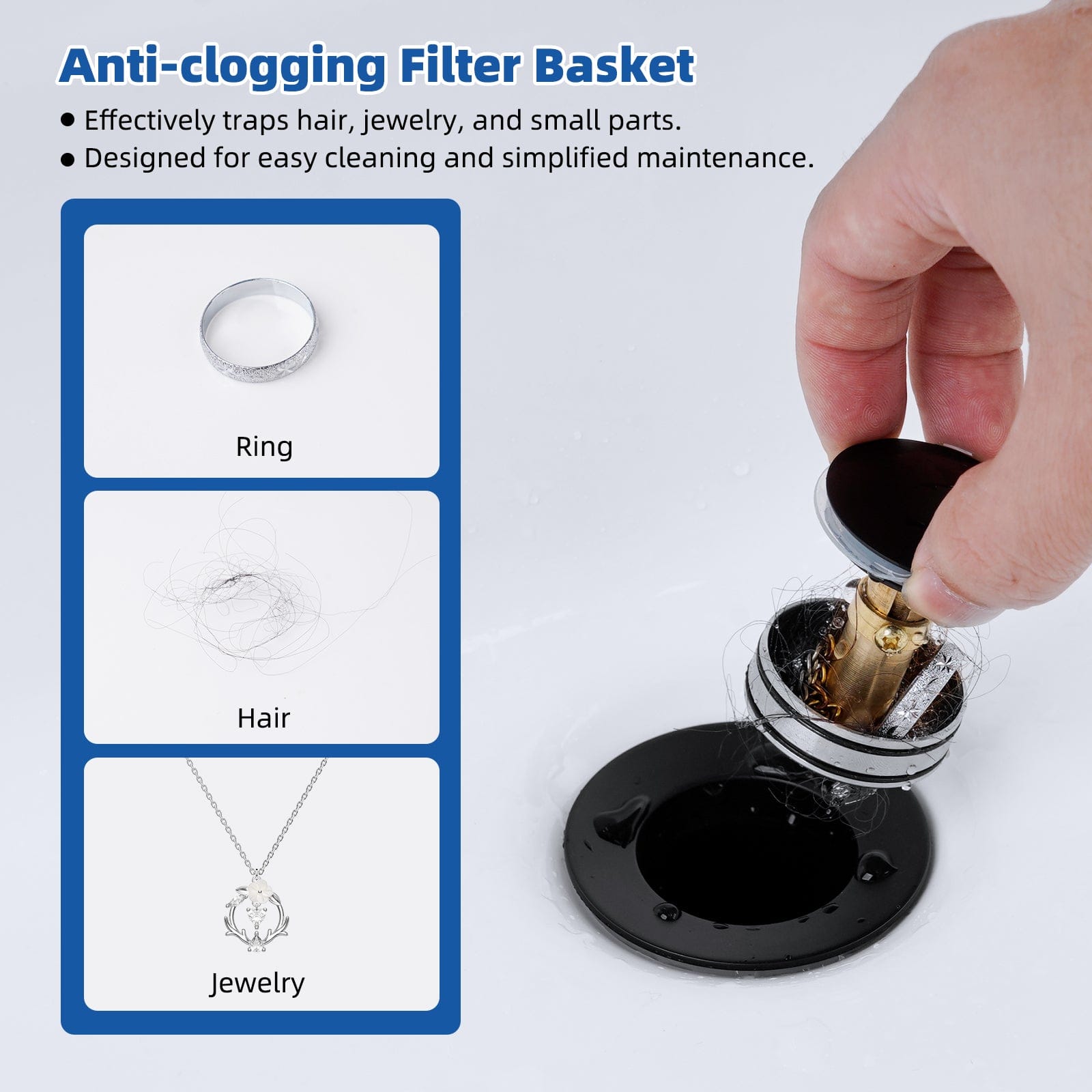 Hibbent Drains Hibbent Universal Metal Bathroom Sink Drain Stopper, Pop Up Drain Strainer for Lavatory Vanity Vessel Sink with Overflow and Without Overflow, Anti-Clogging Stainless Steel Strainer Basket Hibbent Universal Metal Bathroom Sink Drain Stopper, Pop Up Drain Strainer for Lavatory Vanity Vessel Sink with Overflow and Without Overflow, Anti-Clogging Stainless Steel Strainer Basket