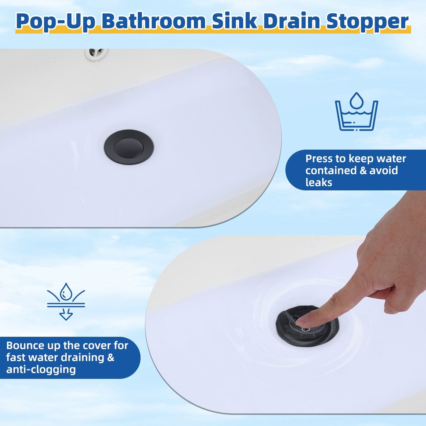 Hibbent Drains Hibbent Universal Metal Bathroom Sink Drain Stopper, Pop Up Drain Strainer for Lavatory Vanity Vessel Sink with Overflow and Without Overflow, Anti-Clogging Stainless Steel Strainer Basket Hibbent Universal Metal Bathroom Sink Drain Stopper, Pop Up Drain Strainer for Lavatory Vanity Vessel Sink with Overflow and Without Overflow, Anti-Clogging Stainless Steel Strainer Basket