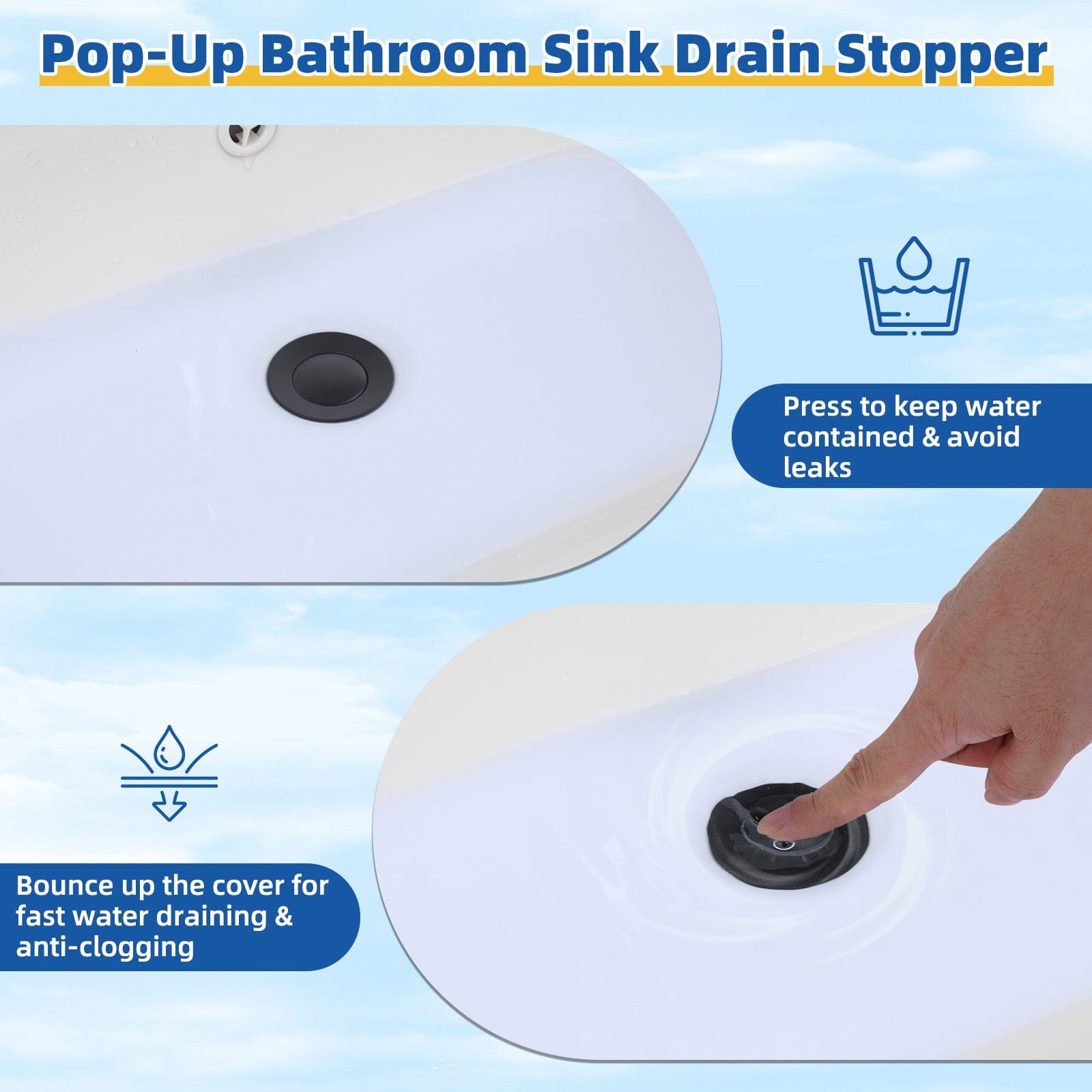 Hibbent Drains Hibbent Universal Metal Bathroom Sink Drain Stopper, Pop Up Drain Strainer for Lavatory Vanity Vessel Sink with Overflow and Without Overflow, Anti-Clogging Stainless Steel Strainer Basket Hibbent Universal Metal Bathroom Sink Drain Stopper, Pop Up Drain Strainer for Lavatory Vanity Vessel Sink with Overflow and Without Overflow, Anti-Clogging Stainless Steel Strainer Basket