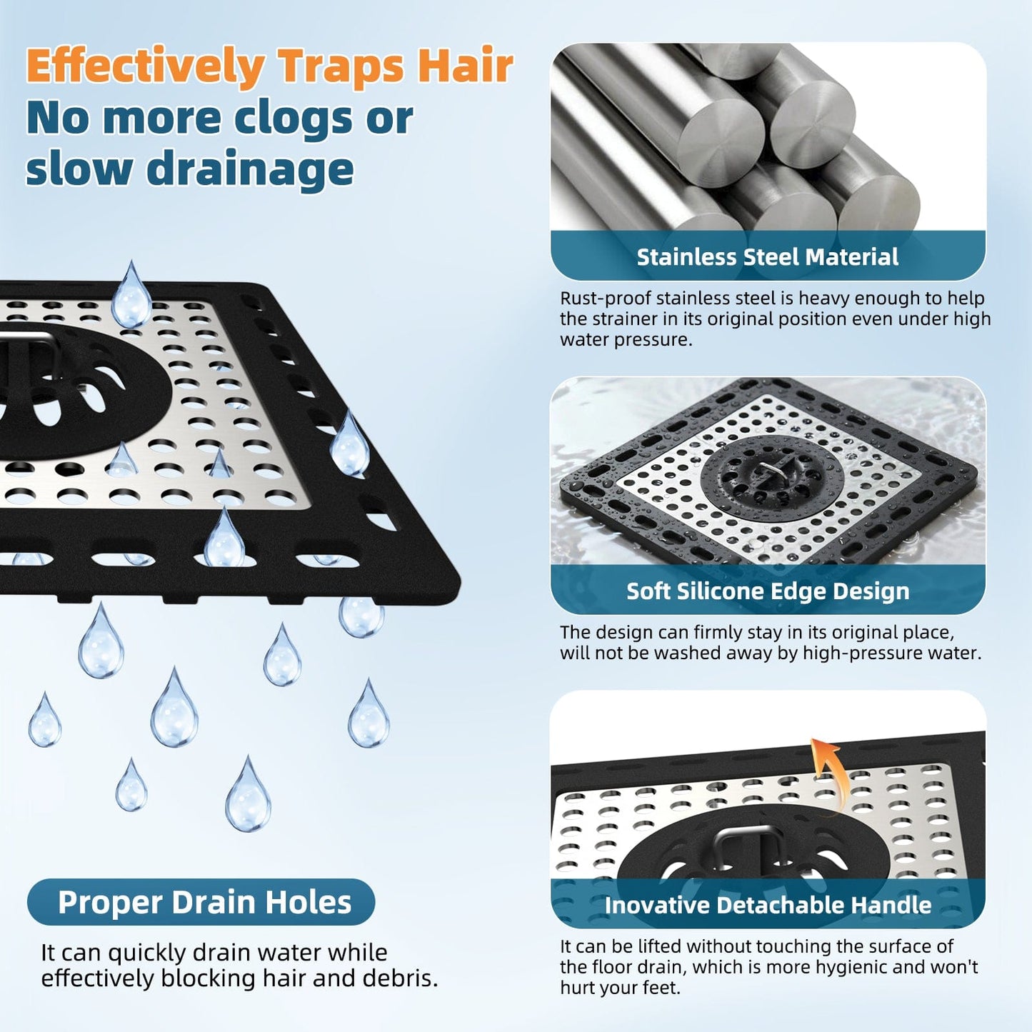 Hibbent Drains Hibbent Upgraded Shower Drain Hair Catcher, Shower Drain Cover for Bathroom Floor 4" Drain, Anti-Clogging Bathtub Drain Strainer, Stainless Steel Kitchen Sink Drain Strainer with Handle Hibbent Upgraded Shower Drain Hair Catcher, Shower Drain Cover for Bathroom Floor 4" Drain, Anti-Clogging Bathtub Drain Strainer, Stainless Steel Kitchen Sink Drain Strainer with Handle