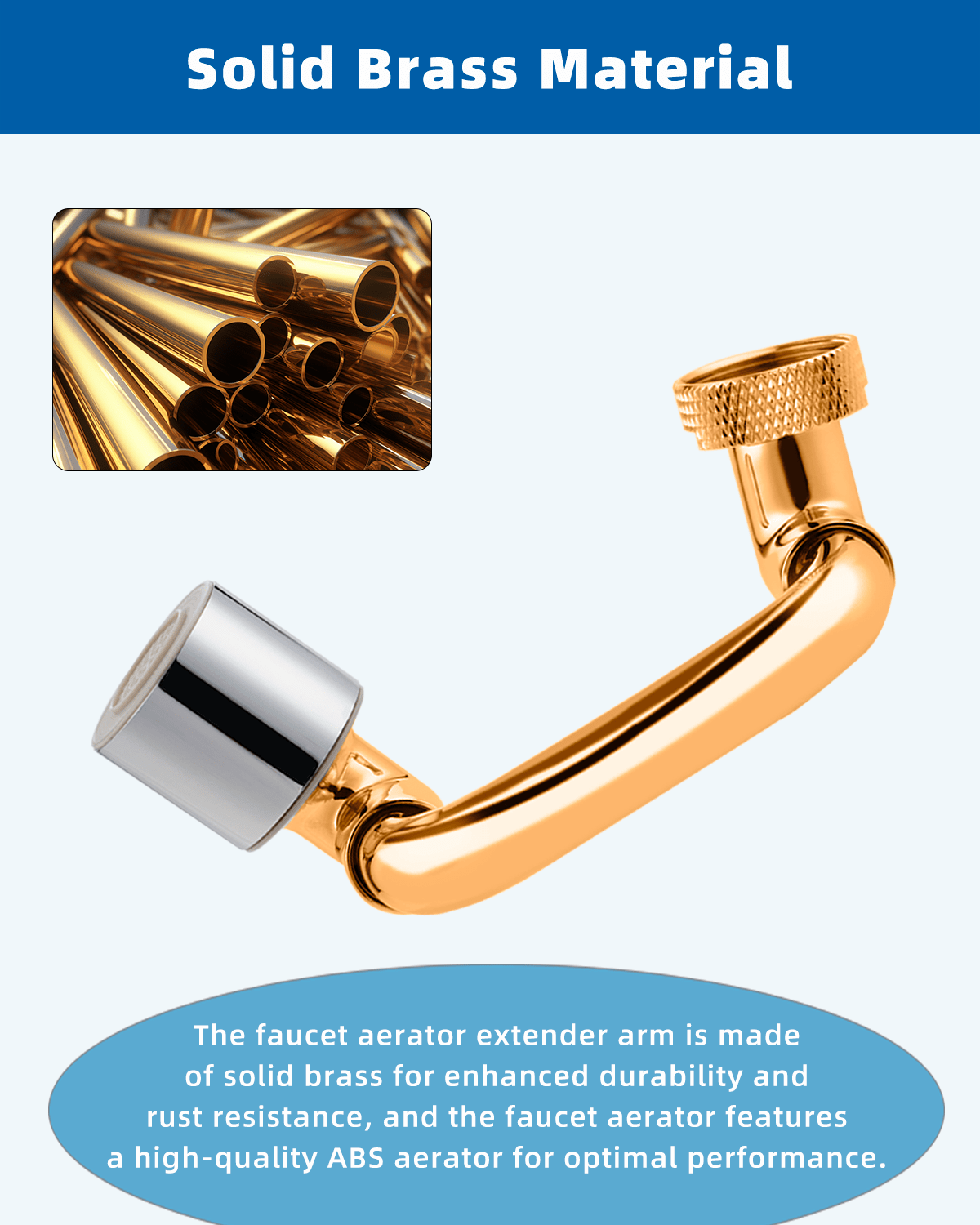 Hibbent Faucet Accessories Hibbent 1080° Swivel Faucet Extender, Metal Rotatable Sink Faucet Aerator with Brass Extension, Dual Function 2 Modes Kitchen & Bathroom Sink Sprayer, Faucet Attachment for Gargle/Eye/Face Washing