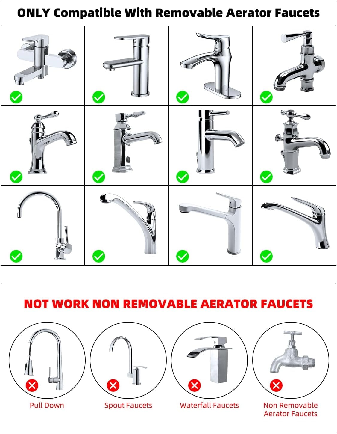 Hibbent Faucet Accessories Hibbent Faucet Adapter Kit, Swivel Aerator Adapter to Connect Garden Hose - Multi-Thread Kitchen Sink Faucet Adapter, 3/4 Inch Garden Hose Adapter for Male to Male and Female to Male - Chrome Finished