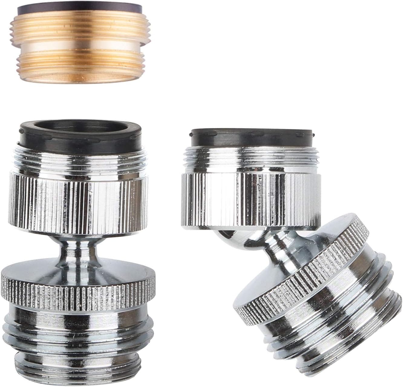Hibbent Faucet Accessories Hibbent Faucet Adapter Kit, Swivel Aerator Adapter to Connect Garden Hose - Multi-Thread Kitchen Sink Faucet Adapter, 3/4 Inch Garden Hose Adapter for Male to Male and Female to Male - Chrome Finished