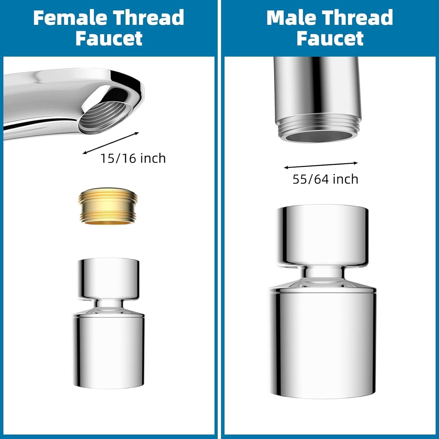 Hibbent Faucet Aerator Hibbent NSF 61 Certified Faucet Aerator, CUPC Certification 360° Twist Kitchen Sink Aerator, Dual-function Big Angle Sink Sprayer Attachment, Faucet Replacement Part 55/64'' Female Thread, Chrome Hibbent NSF 61 Certified Faucet Aerator, CUPC Certification 360° Twist Kitchen Sink Aerator, Dual-function Big Angle Sink Sprayer Attachment, Faucet Replacement Part 55/64'' Female Thread, Chrome