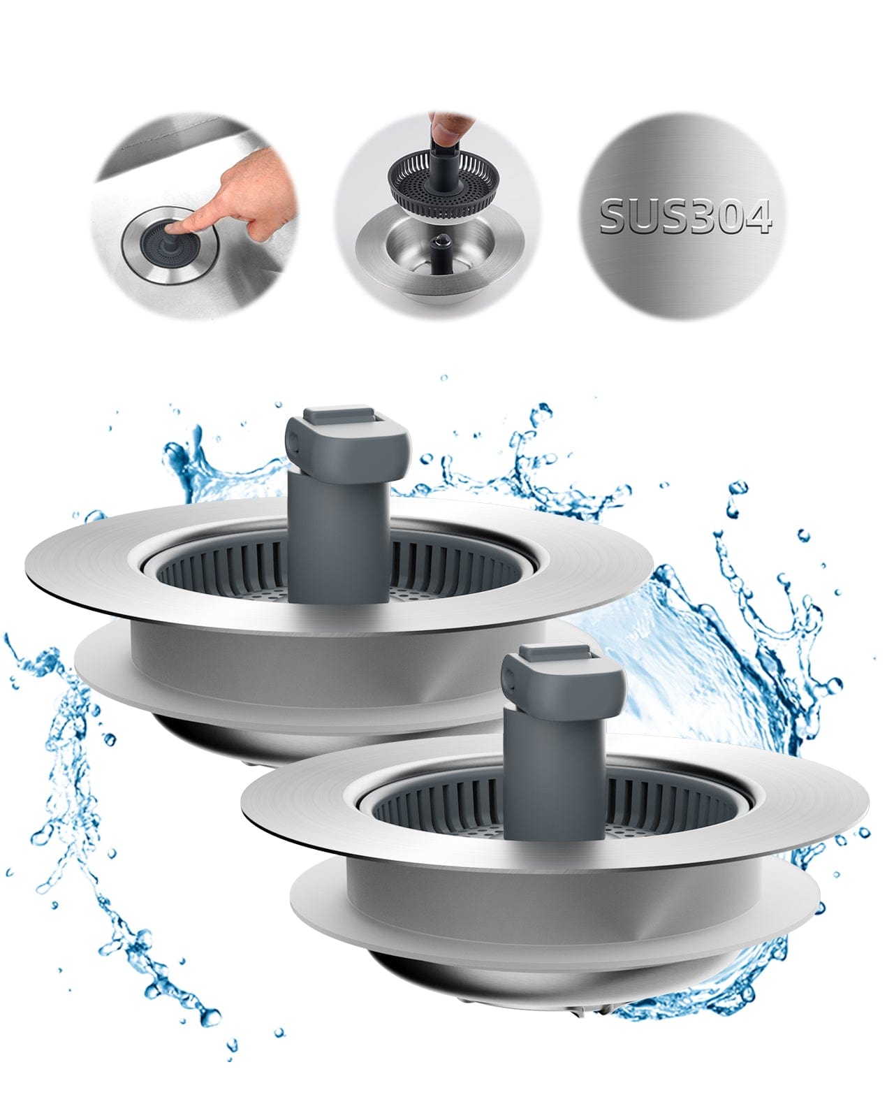 Sink Stopper Kitchen Drain Keeney Chrome Stainless