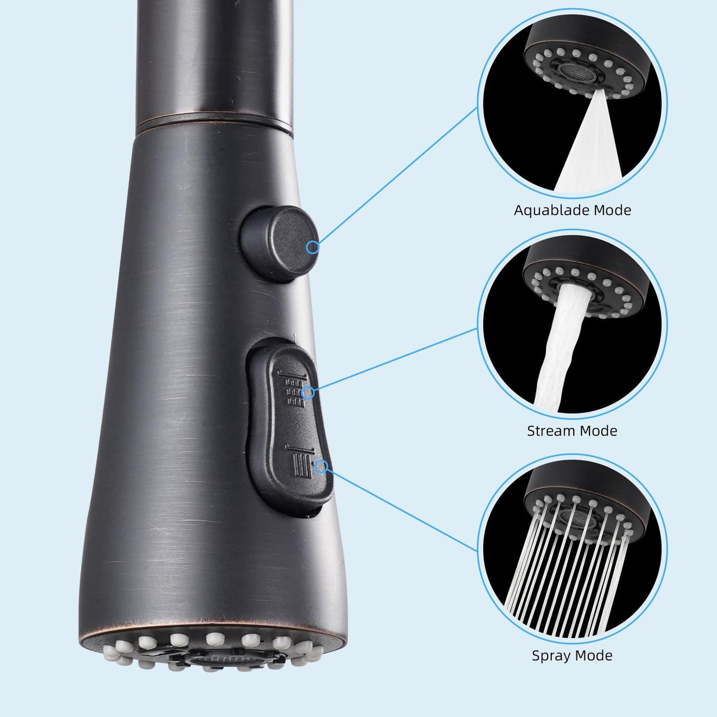 Hibbent Faucet Aerator Metal Pull Down Spray Head for Kitchen Faucet, Kitchen Sink Spray Nozzle with 12 Adapters, Faucet Head Replacement Compatible with Moen, American Standard, Delta, Kohler Faucet, Oil Rubbed Bronze