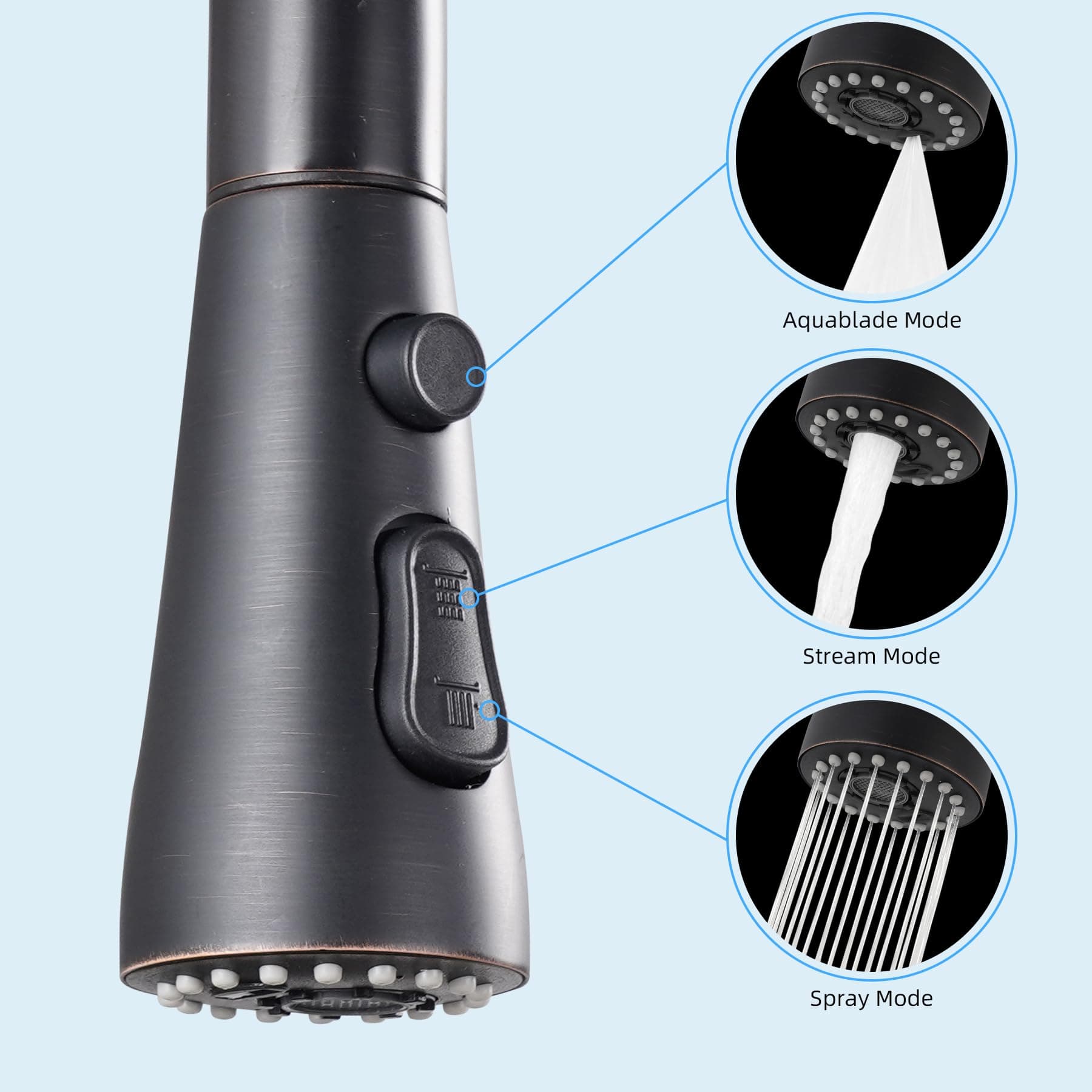 Hibbent Faucet Aerator Metal Pull Down Spray Head for Kitchen Faucet, Kitchen Sink Spray Nozzle with 12 Adapters, Faucet Head Replacement Compatible with Moen, American Standard, Delta, Kohler Faucet, Oil Rubbed Bronze
