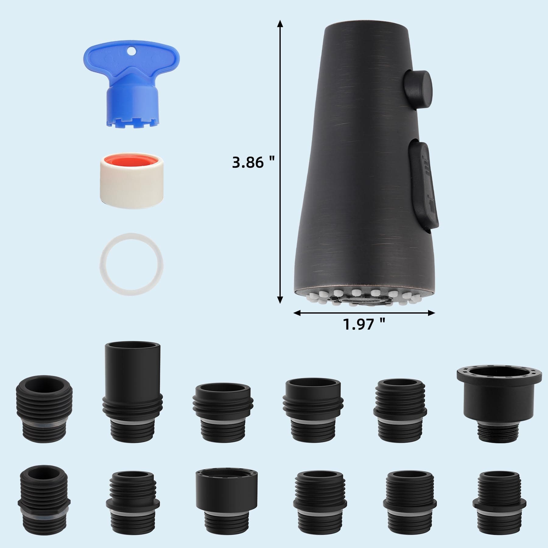 Hibbent Faucet Aerator Metal Pull Down Spray Head for Kitchen Faucet, Kitchen Sink Spray Nozzle with 12 Adapters, Faucet Head Replacement Compatible with Moen, American Standard, Delta, Kohler Faucet, Oil Rubbed Bronze