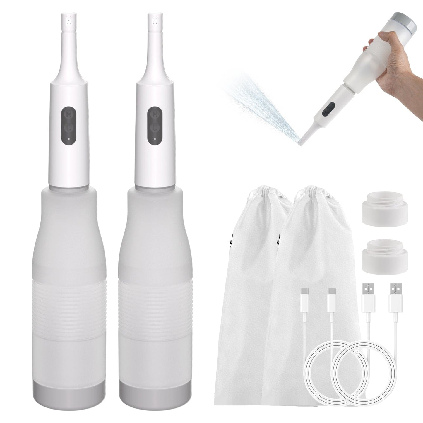 Hibbent Shop Bidets Hibbent 2 Pack Portable Bidet for Travel, High Pressure Electric Handheld Bidet Sprayer, 350-550ML Expandable Bottle for Personal Hygiene, USB-C Rechargeable for Women & Men, Pure White Hibbent 2 Pack Portable Bidet for Travel, High Pressure Electric Handheld Bidet Sprayer, 350-550ML Expandable Bottle for Personal Hygiene, USB-C Rechargeable for Women & Men, Pure White