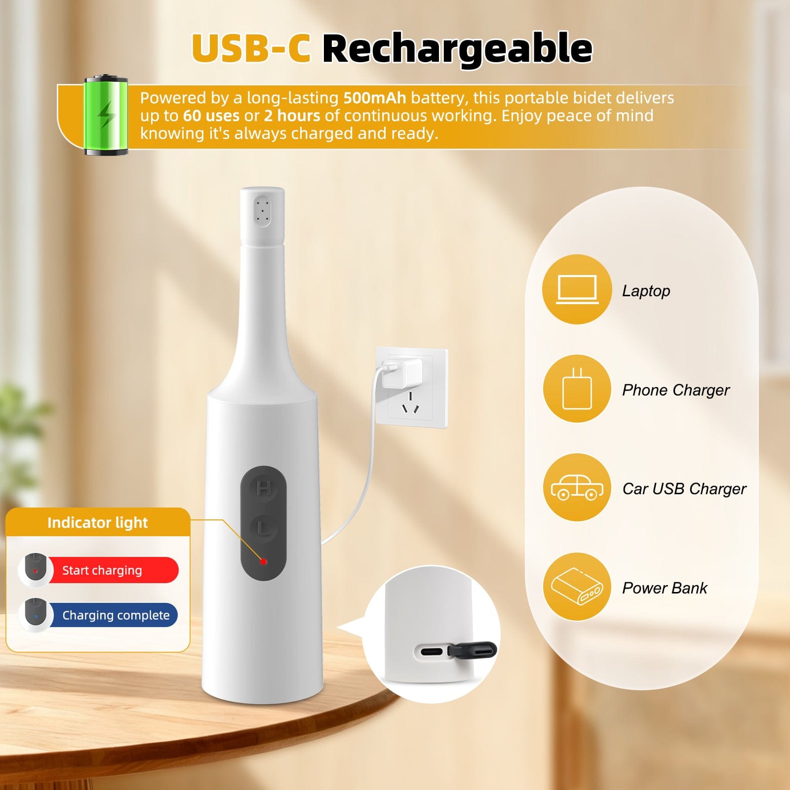 Hibbent Shop Bidets Hibbent Portable Bidet for Travel, High Pressure Electric Handheld Bidet Sprayer, 350-550ML Expandable Bottle for Personal Hygiene, USB-C Rechargeable Waterproof, Travel Bidet for Women & Men, White Hibbent Portable Bidet for Travel, High Pressure Electric Handheld Bidet Sprayer, 350-550ML Expandable Bottle for Personal Hygiene, USB-C Rechargeable Waterproof, Travel Bidet for Women & Men, White