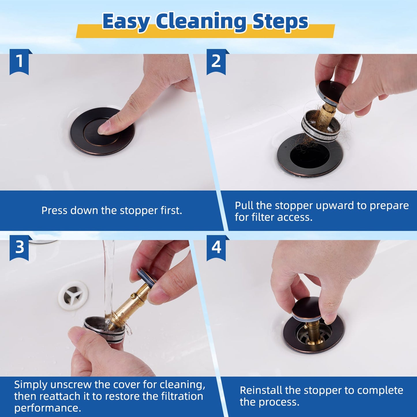 Hibbent Shop Drains Hibbent 2 Pack Metal Bathroom Sink Drain Stopper, Pop Up Drain Strainer for Lavatory Vanity Vessel Sink with Overflow & Without Overflow, Anti-Clogging Stainless Steel Basket, Oil-Rubbed Bronze Hibbent 2 Pack Metal Bathroom Sink Drain Stopper, Pop Up Drain Strainer for Lavatory Vanity Vessel Sink with Overflow & Without Overflow, Anti-Clogging Stainless Steel Basket, Oil-Rubbed Bronze